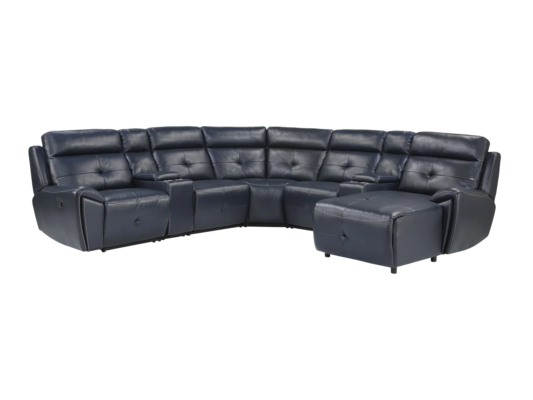 Avenue Navy 7-Piece Modular Reclining Sectional w/ Right Chaise