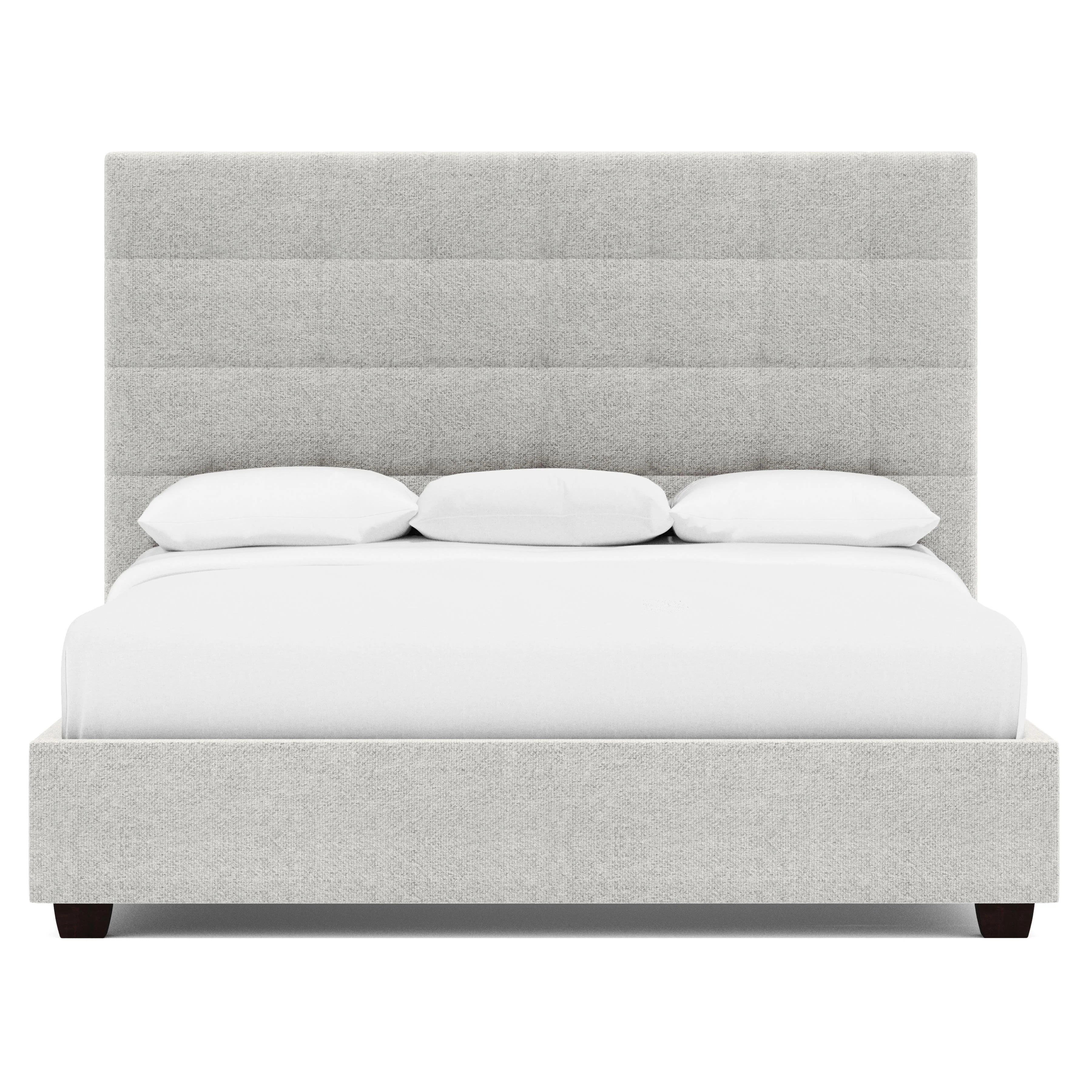 Avery Grey Fabric California King Panel Bed – Tall Headboard - Image 2
