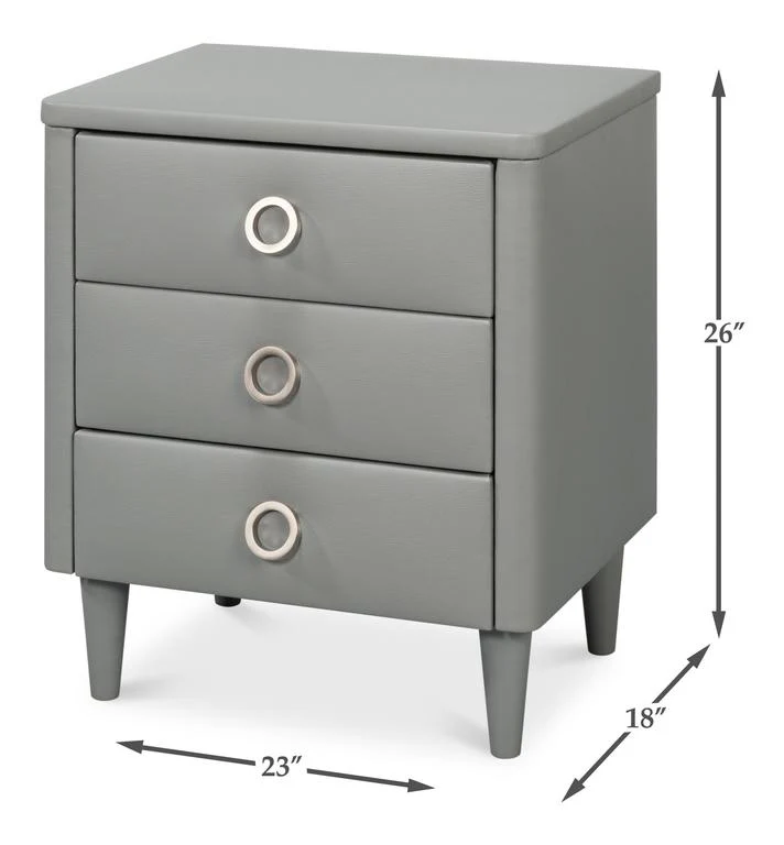 Avvolto Grey Three Drawer Nightstand - Image 12