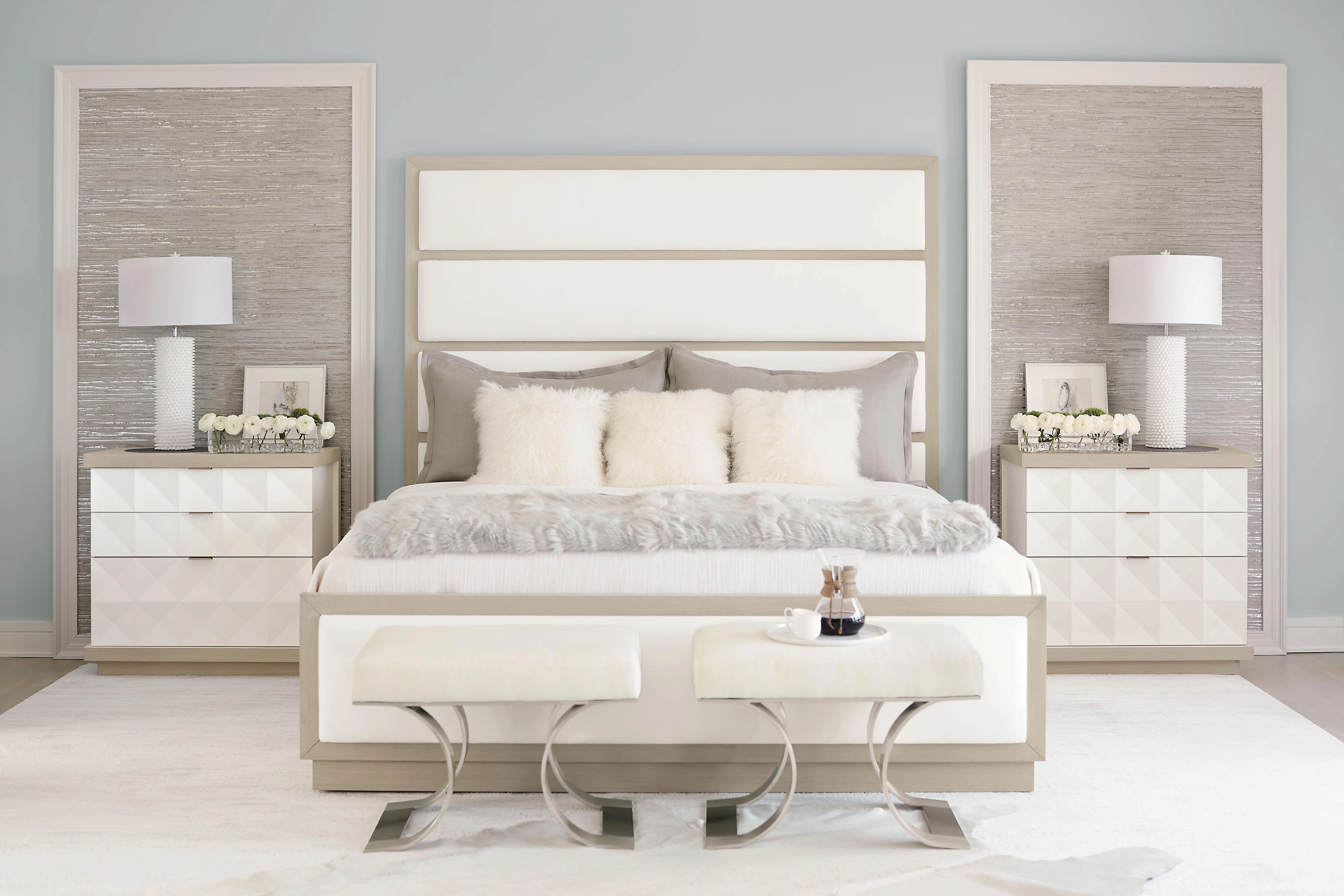 Axiom Brushed Silver/Beige/Tan Bench - Image 7
