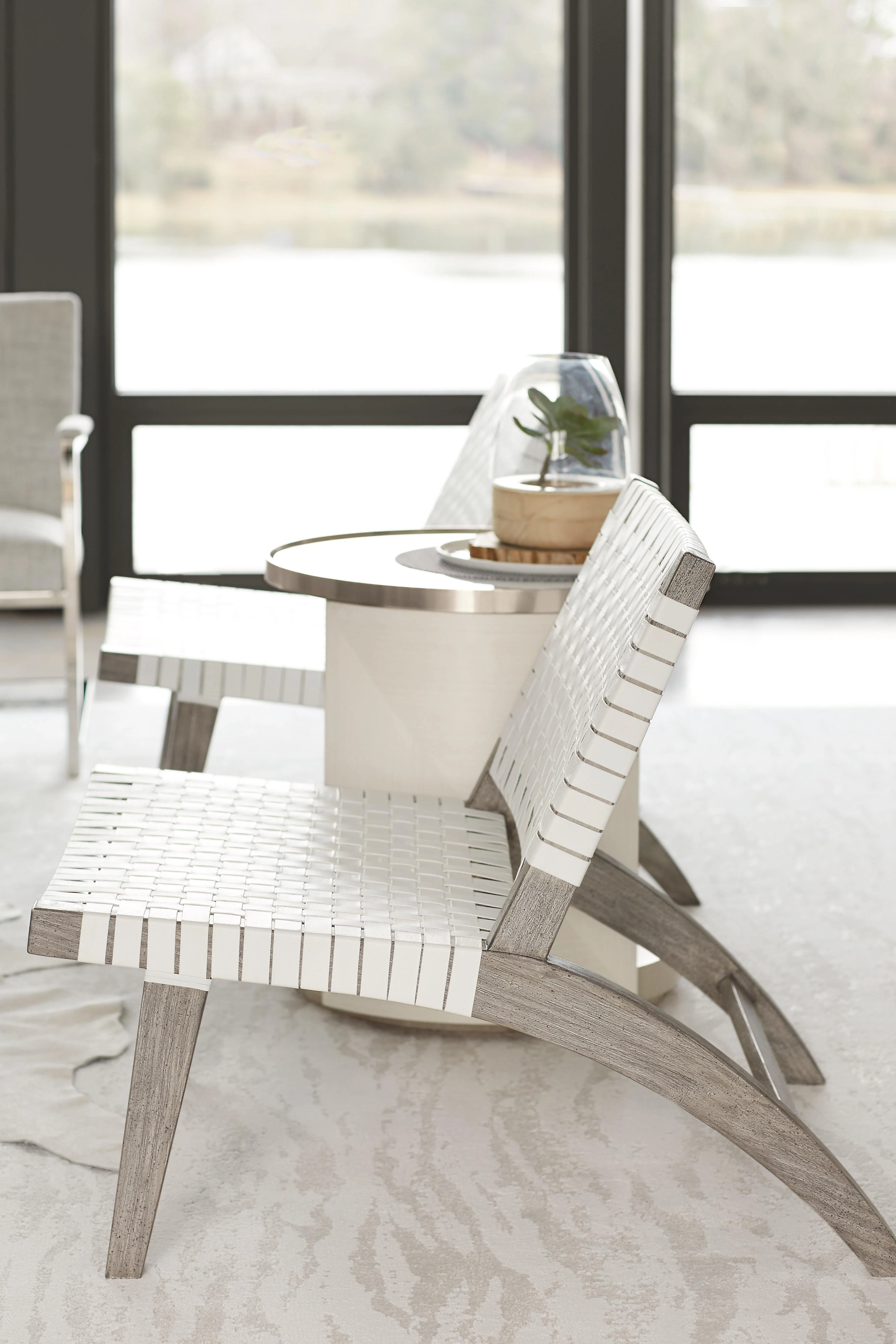 Axiom Brushed Silver/Linear Grey/Linear White Side Table - Image 5