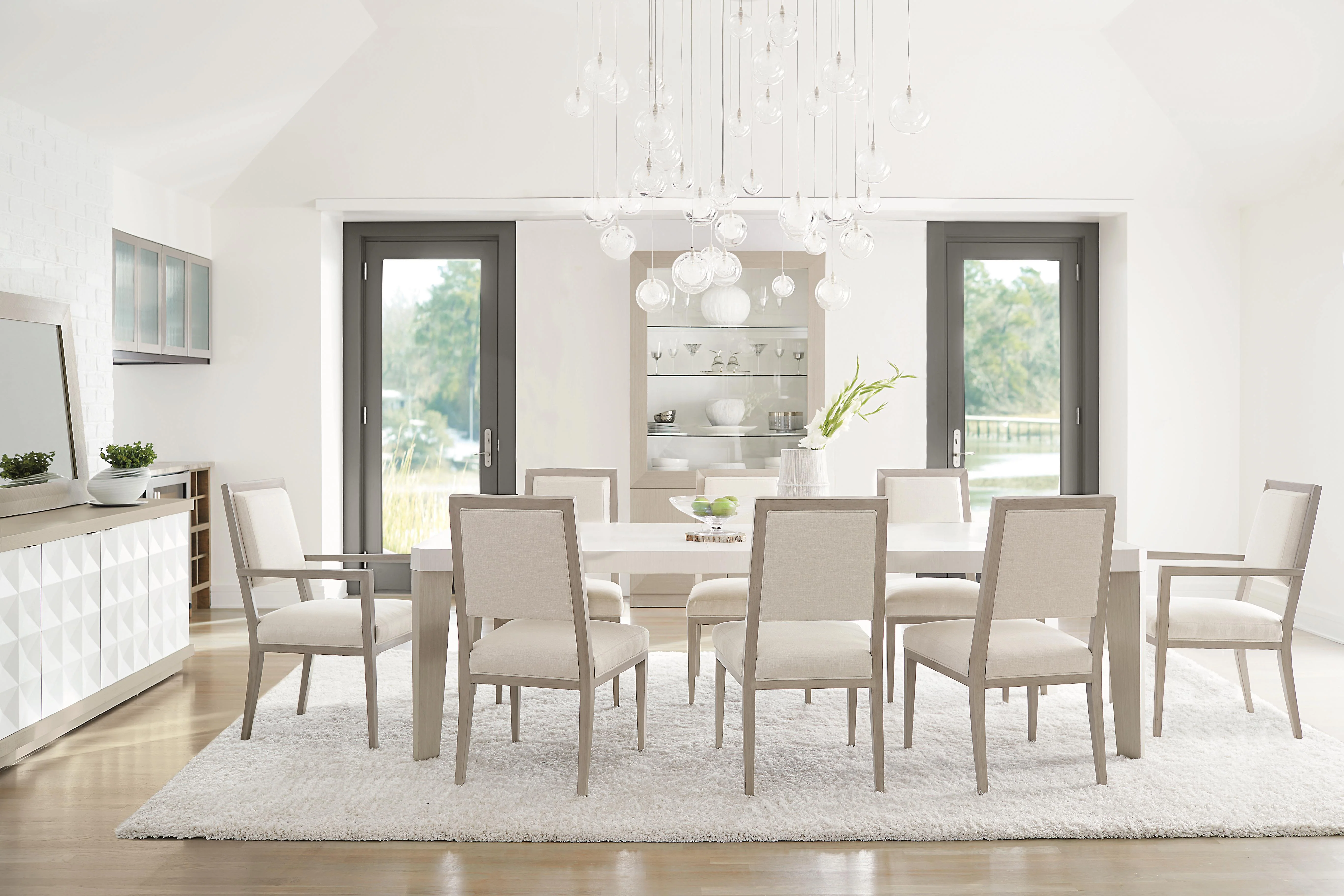 Axiom Linear Grey/Linear White Rectangular Dining Table - Image 9
