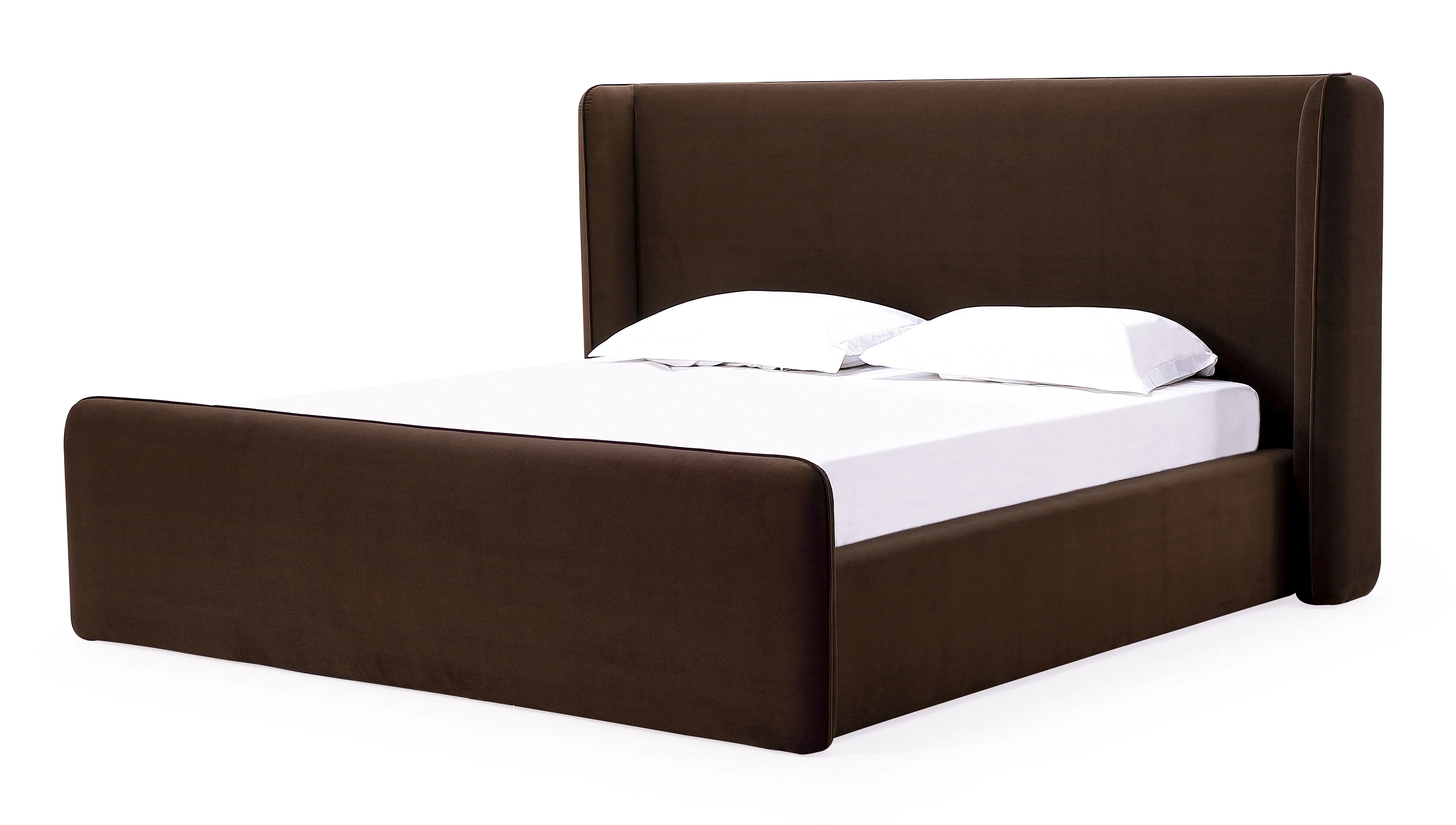 Bacall Velvet Full Upholstered Wingback Platform Bed in Cola - Image 6