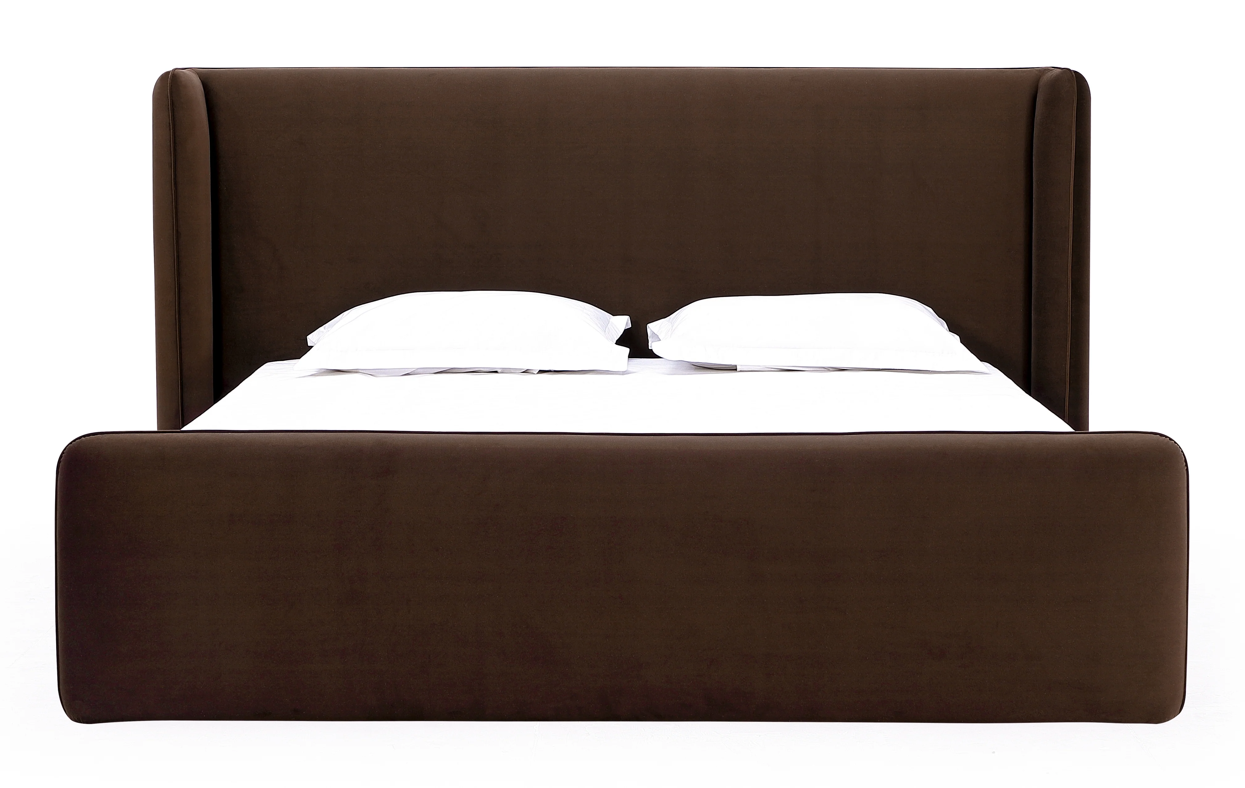 Bacall Velvet Queen Upholstered Wingback Platform Bed in Cola - Image 5