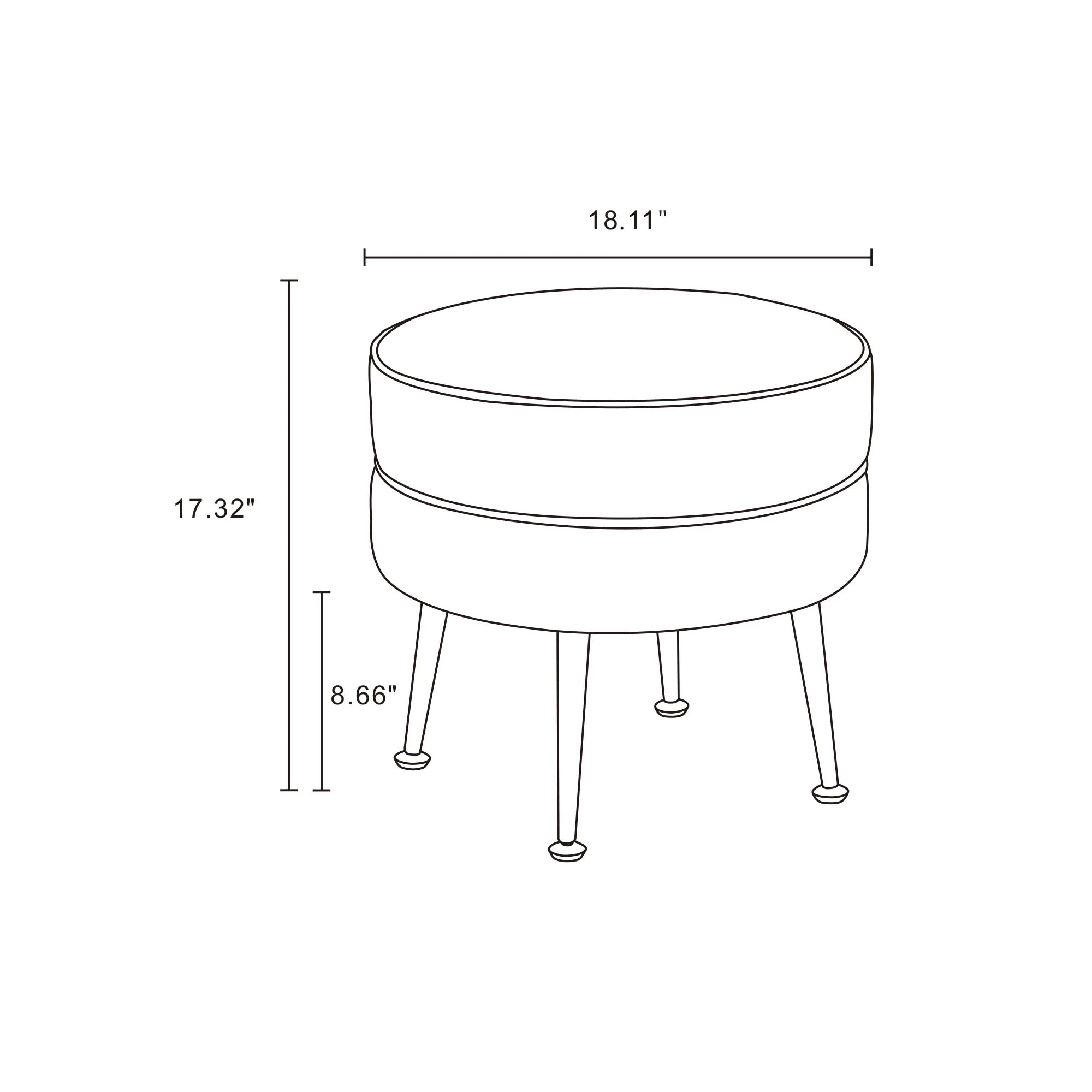 Bailey Ottoman in Grey with Black Feet (set of 2) - Image 3