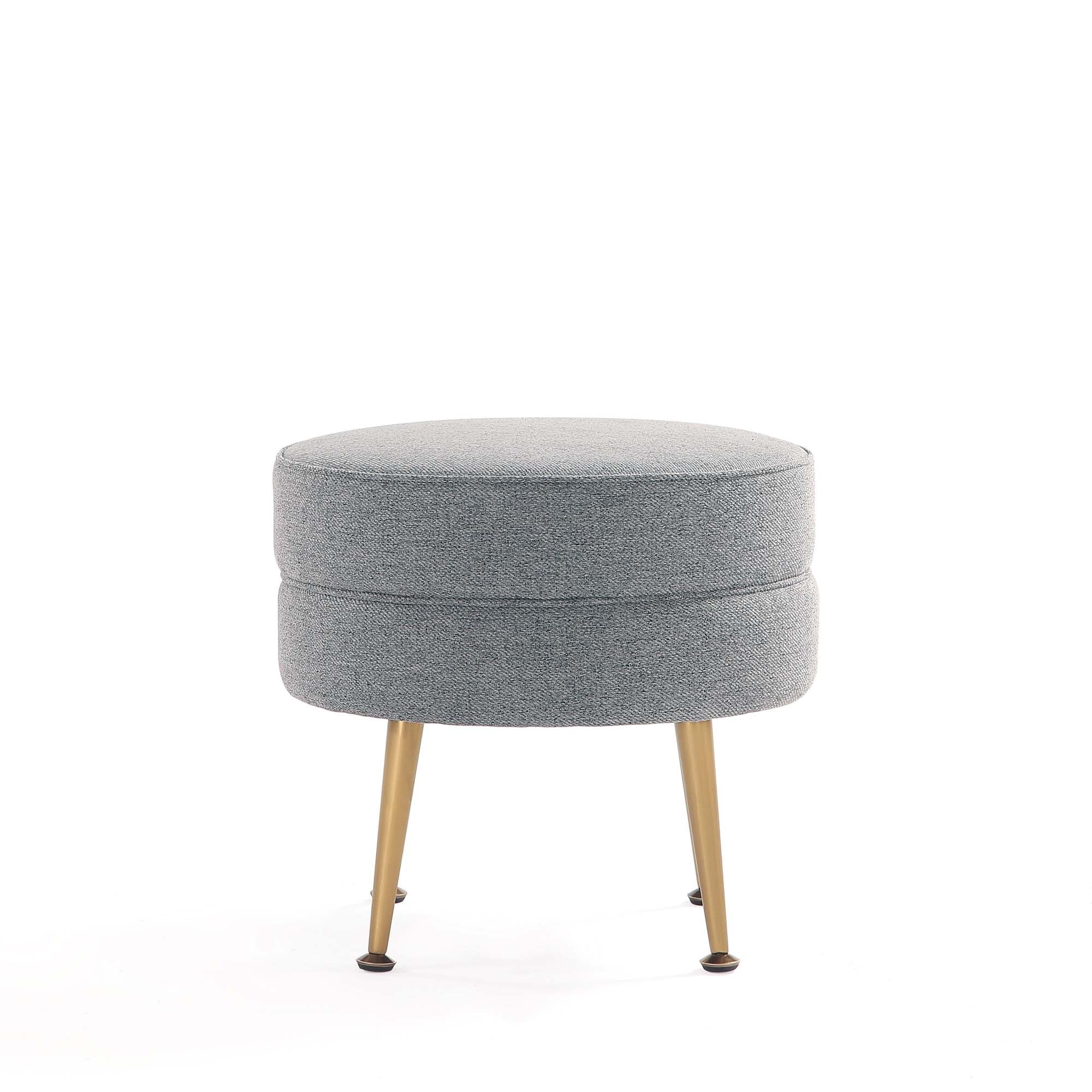 Bailey Ottoman in Grey with Gold Feet (set of 2) - Image 9