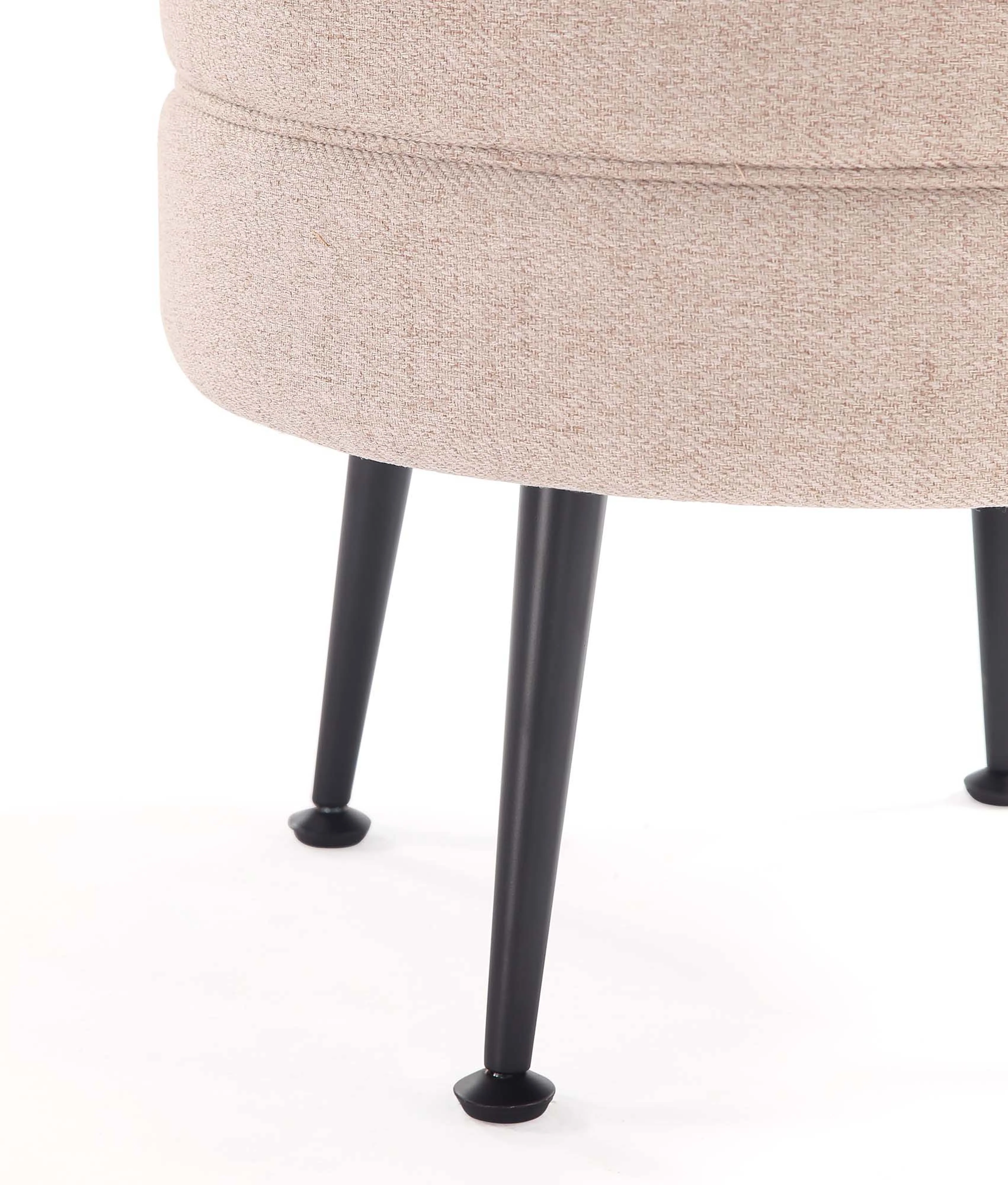 Bailey Ottoman in Oatmeal with Black Feet - Image 5