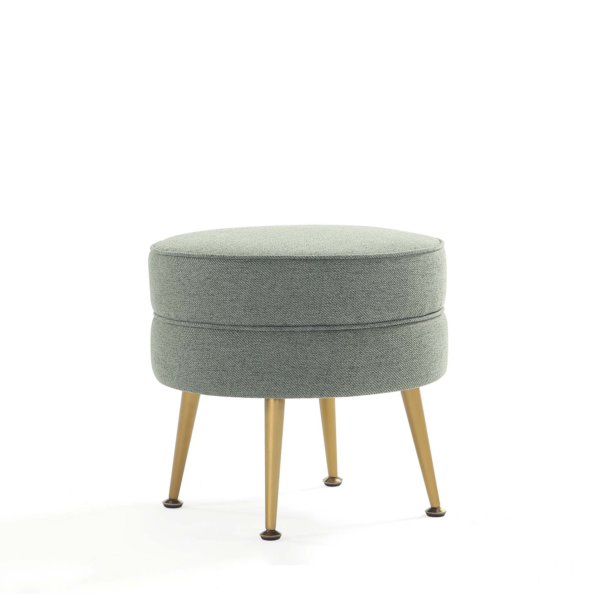 Bailey Ottoman in Sage Green with Gold Feet - Image 2