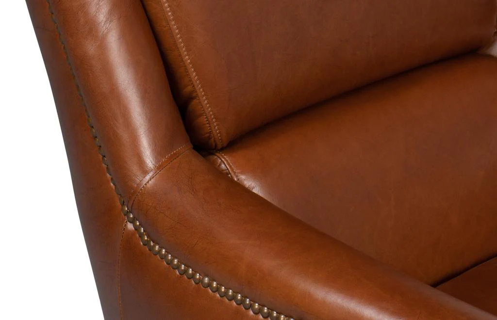Baker Brown Leather Swivel Chair - Image 12