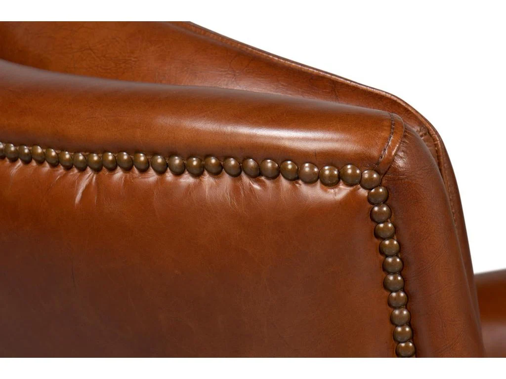 Baker Brown Leather Swivel Chair - Image 7