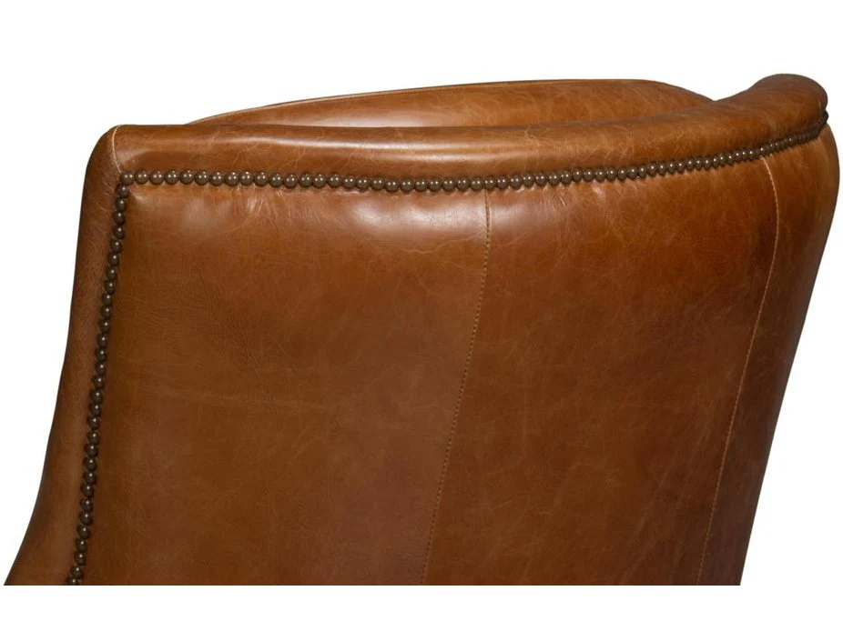 Baker Brown Leather Swivel Chair - Image 7
