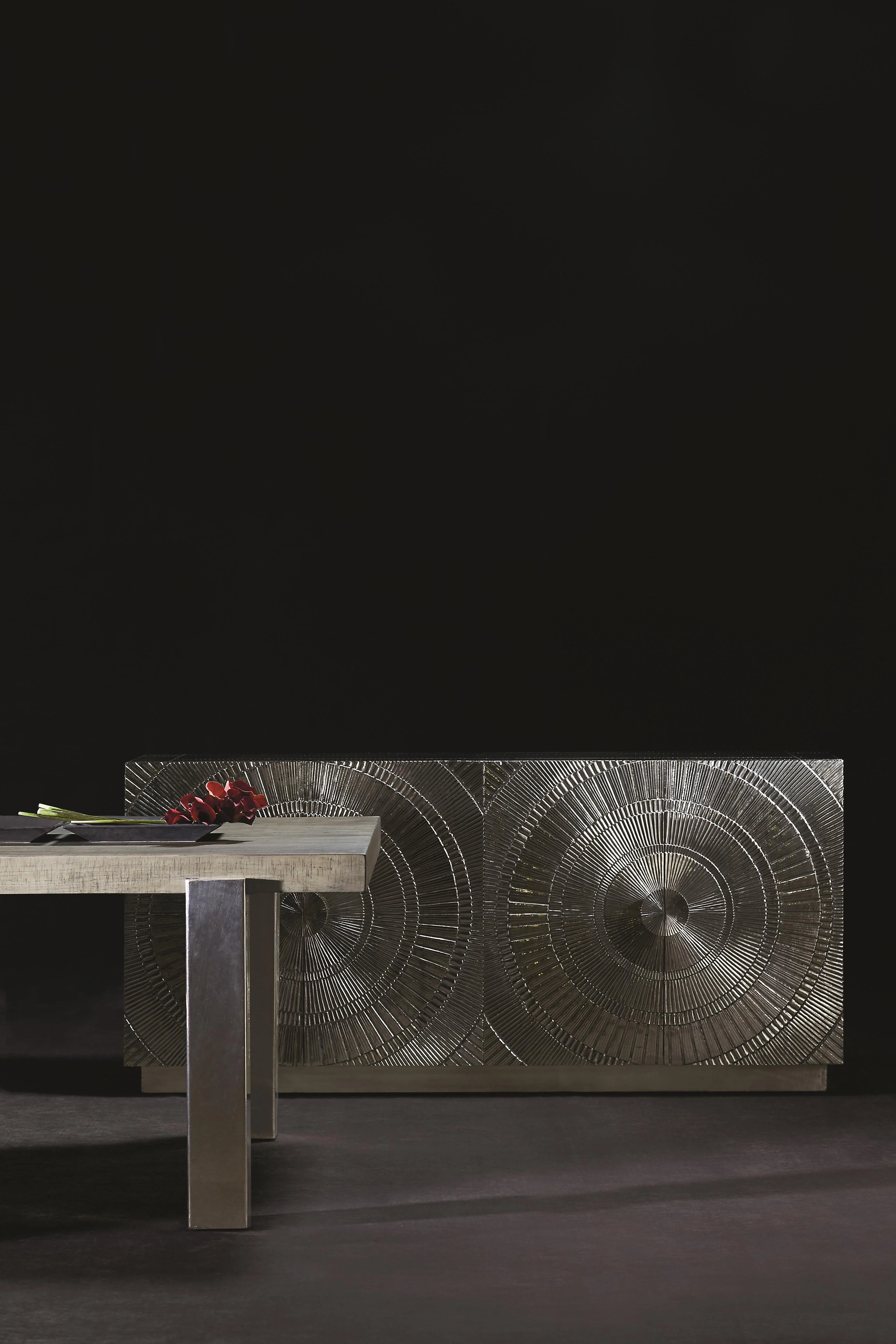 Barcelona German Silver Entertainment Credenza - Image 7