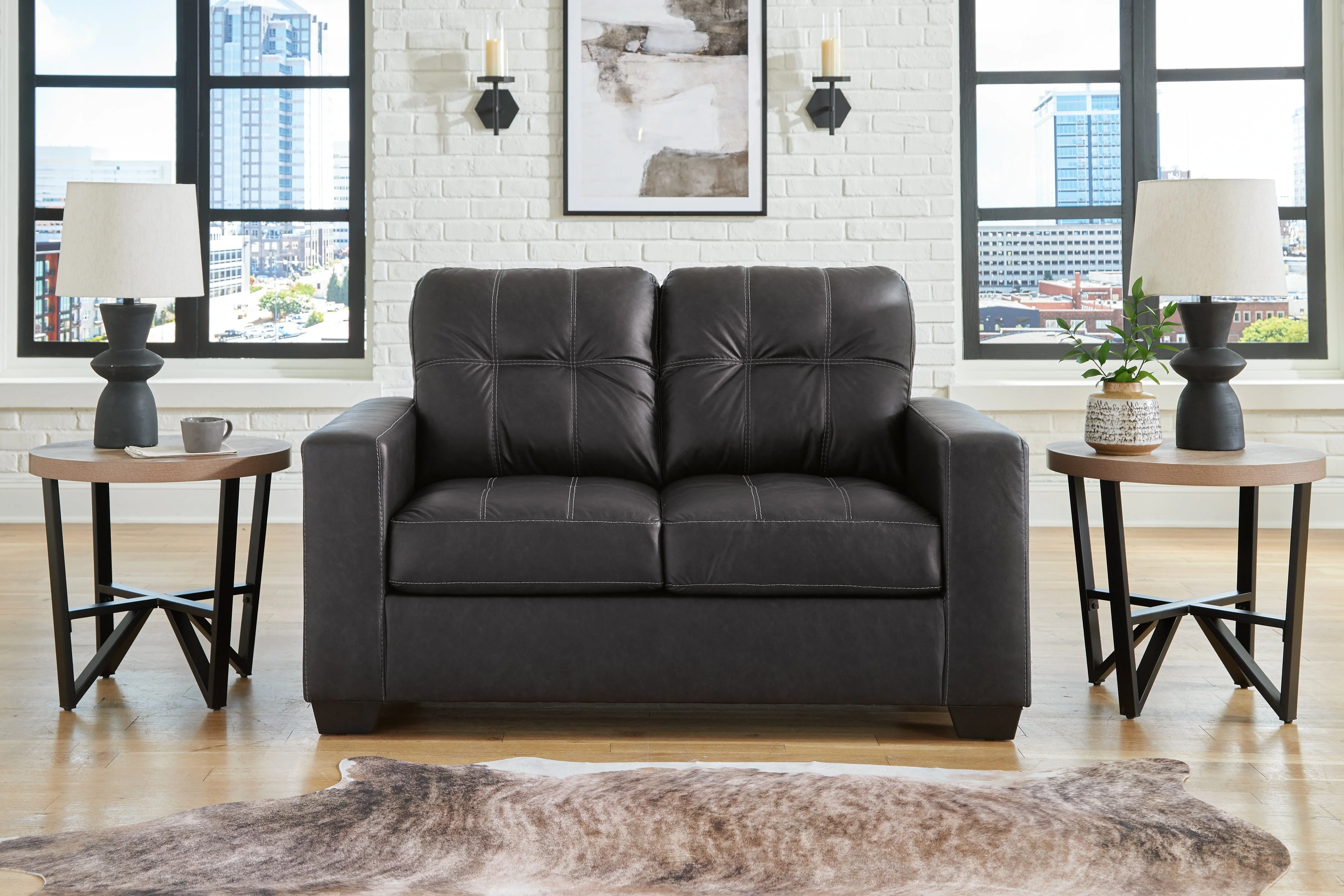 Barlin Mills Carbon Loveseat and Oversized Ottoman (Online Special Price) - Image 9