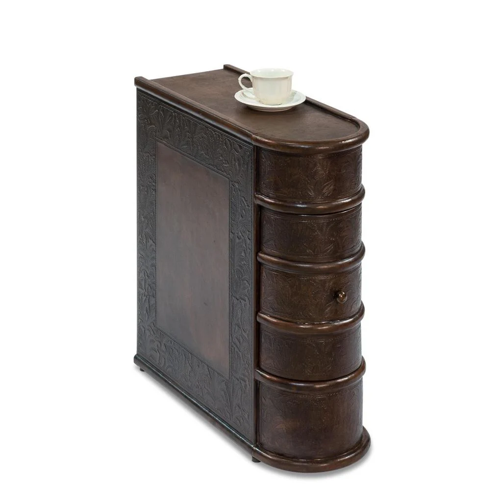 Barnes Brown Leather Book Side Table - Image 10