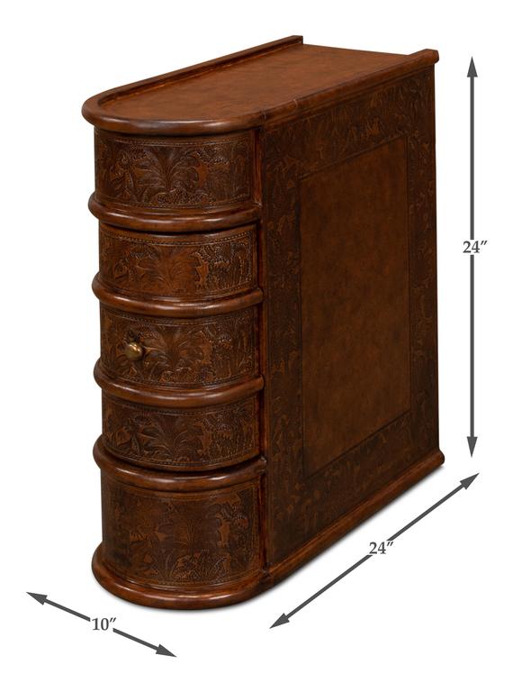 Barnes Brown Leather Book Side Table - Image 19