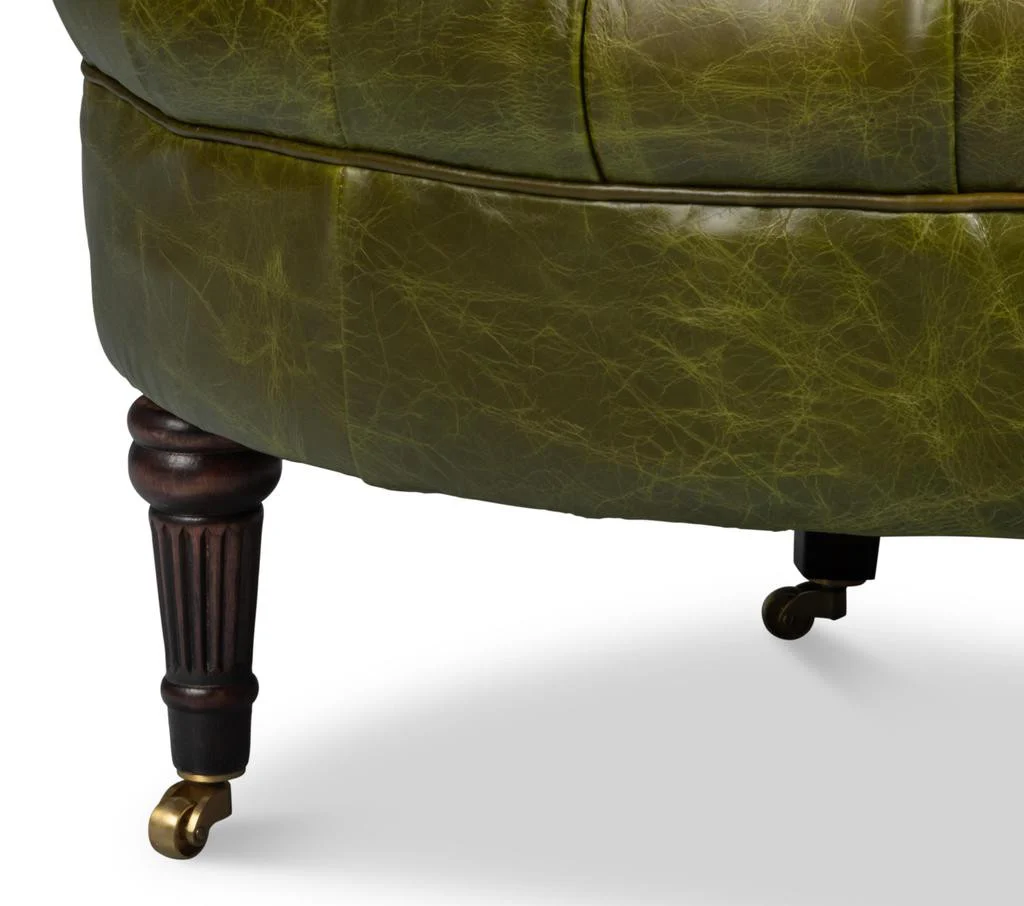 Bastian Green Leather Armchair - Image 8