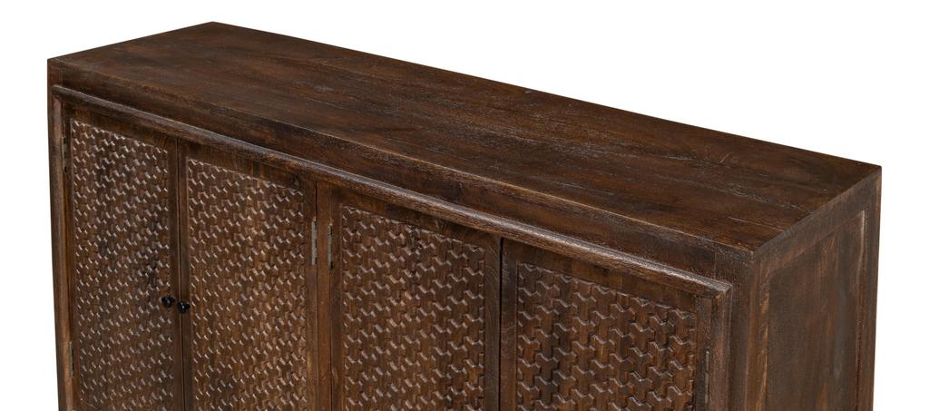 Battle Chainmail Brown Four Door Sideboard - Image 11