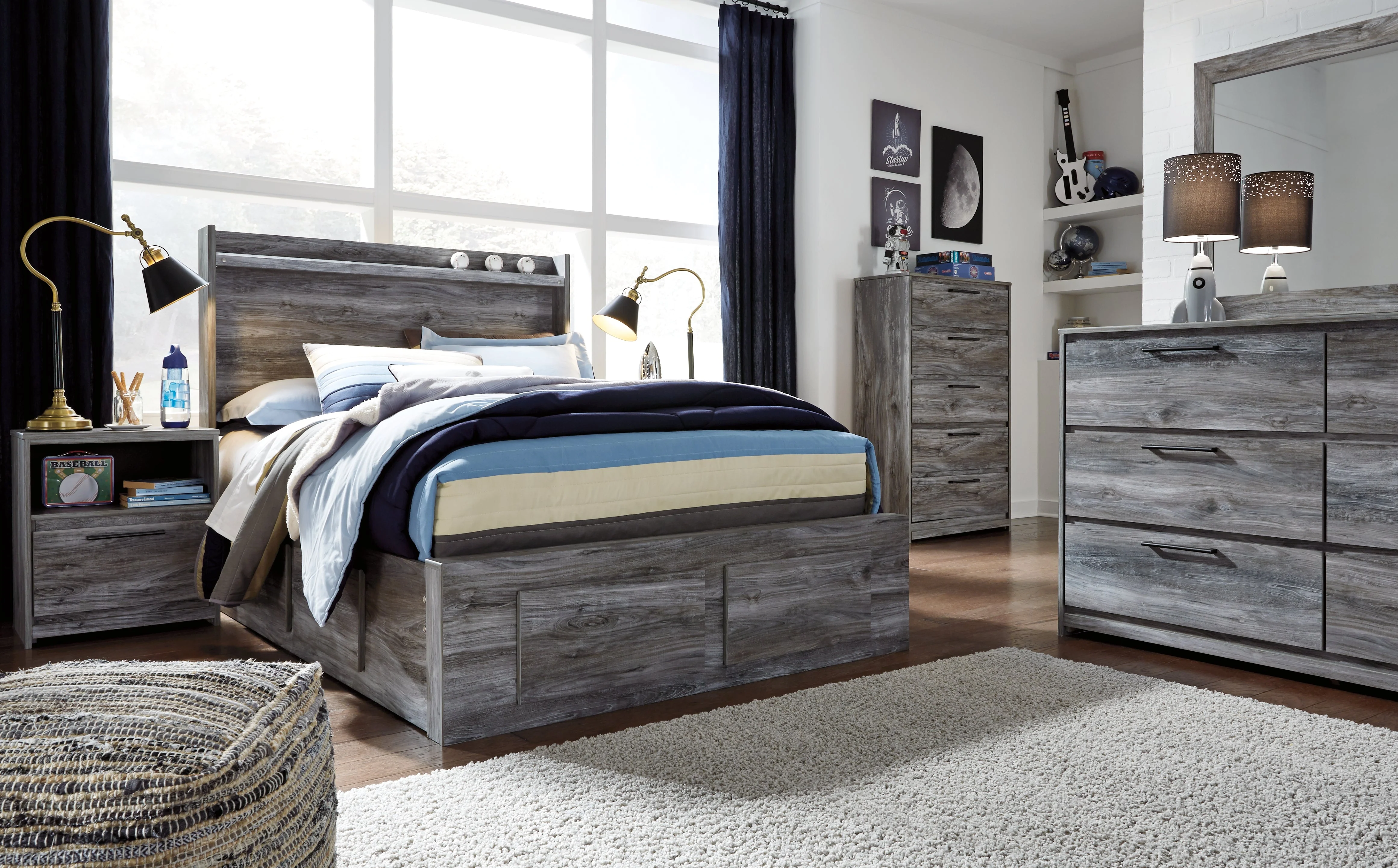 Baystorm Gray Full Panel Storage Bed & Dresser & Mirror (Online Special Price) - Image 4