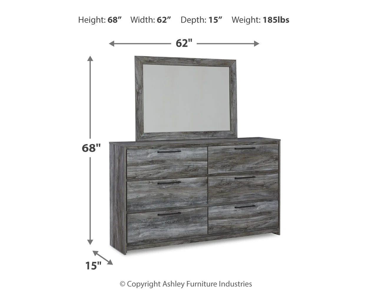 Baystorm Gray Full Storage Bedroom Set with Dresser, Mirror and Nightstand - Image 3
