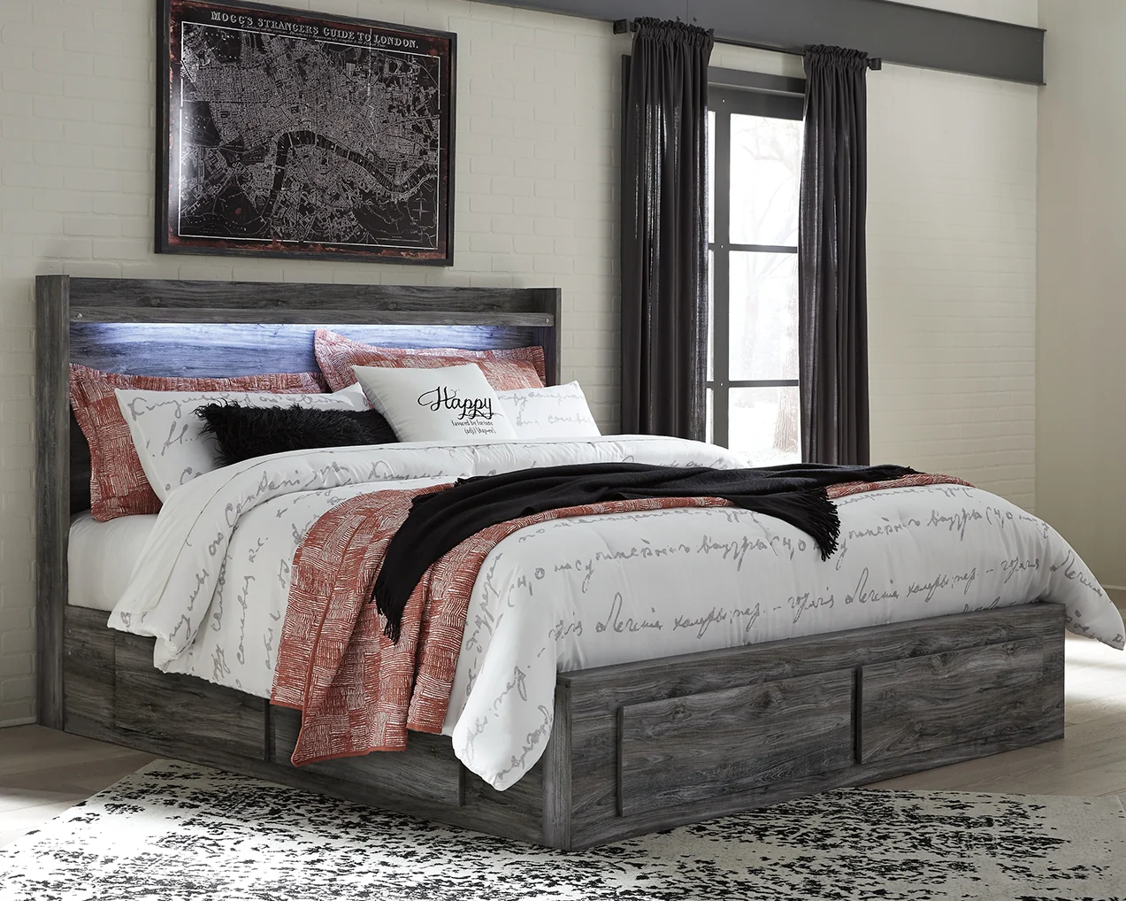 Baystorm Gray King Storage Bedroom Set with Dresser, Mirror, Chest and Nightstand - Image 14