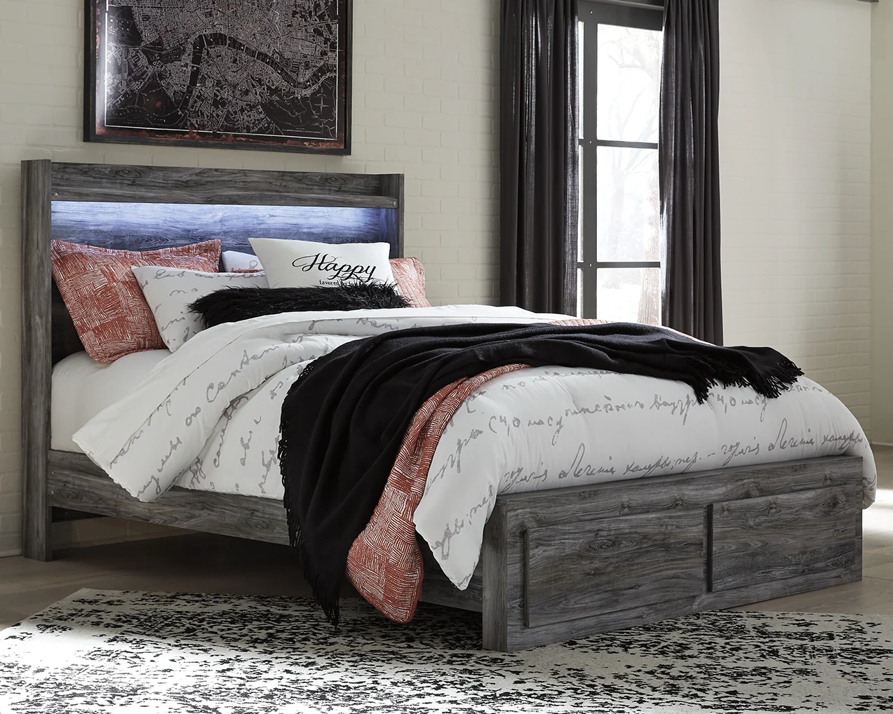 Baystorm Gray Queen Panel Storage Bedroom Set with 2 Nightstands - Image 7