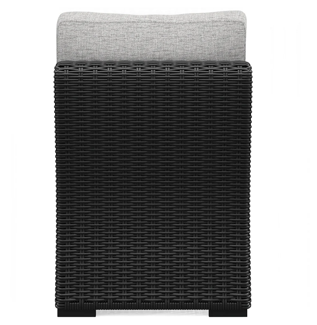 Beachcroft Black/Light Gray Outdoor Armless Chair with Cushion - Image 5