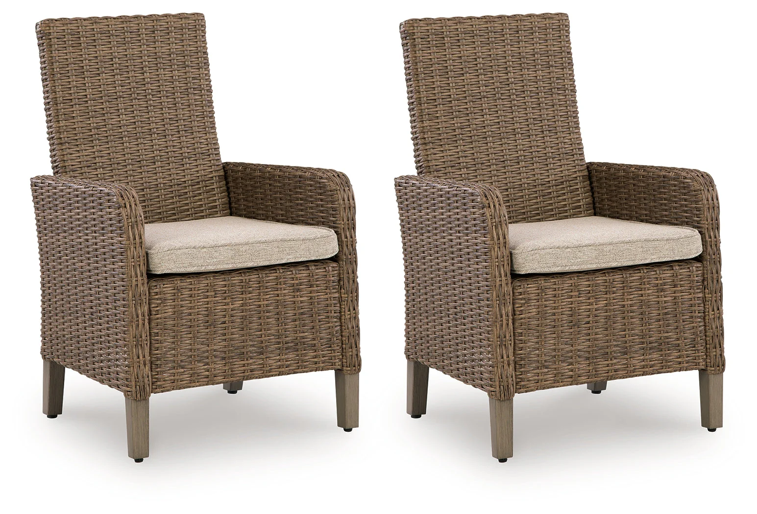 Beachcroft New Beige Outdoor Arm Chair with Cushion (Set of 2) - Image 2