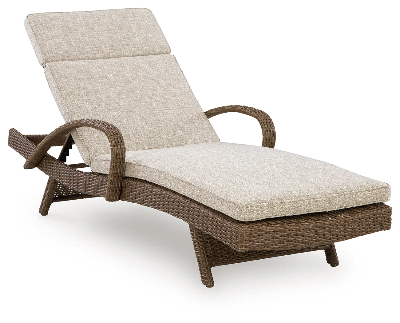 Beachcroft New Beige Outdoor Chaise Lounge with Cushion - Image 3