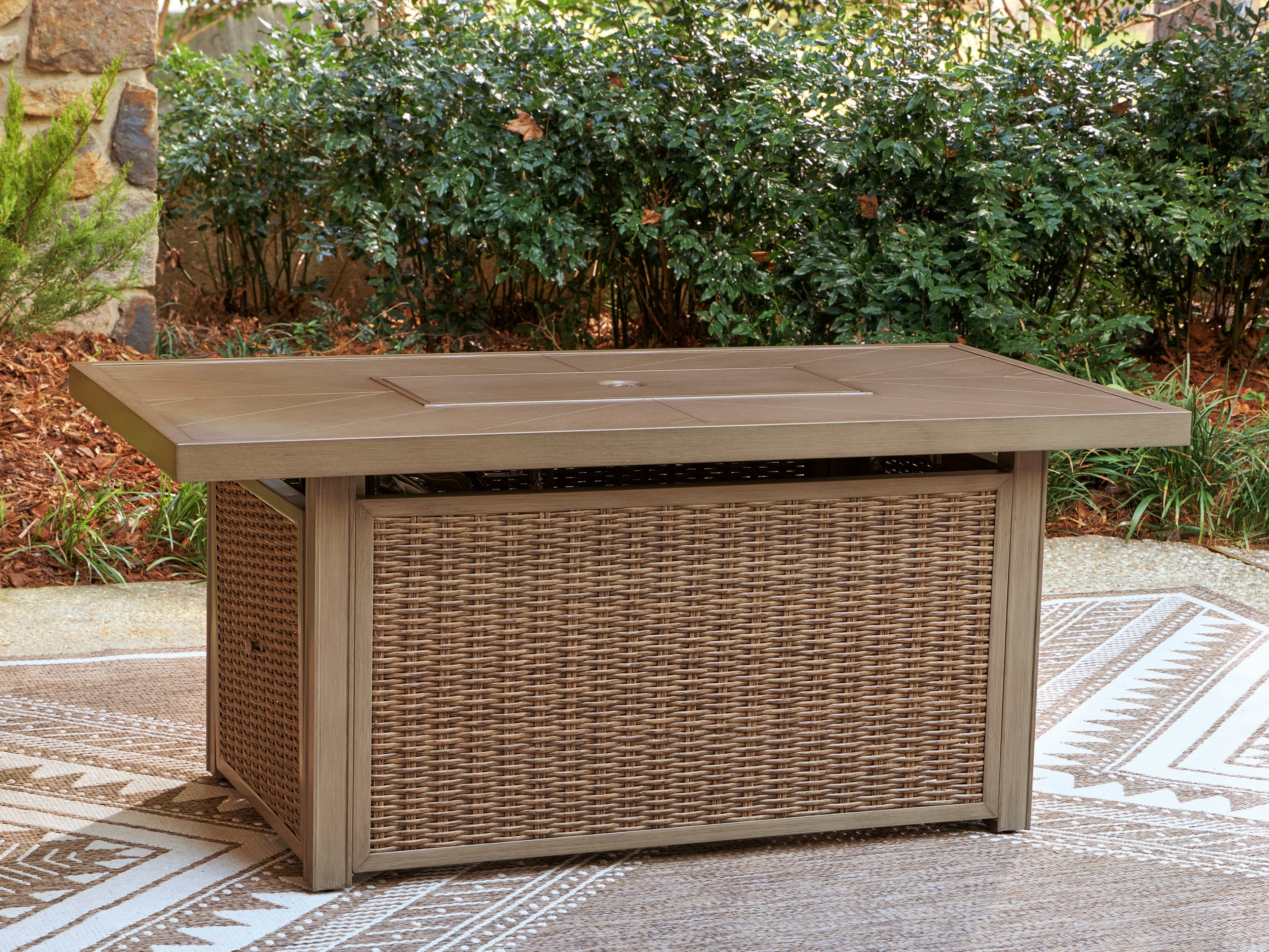 Beachcroft New Beige Outdoor Fire Pit Table - Image 3
