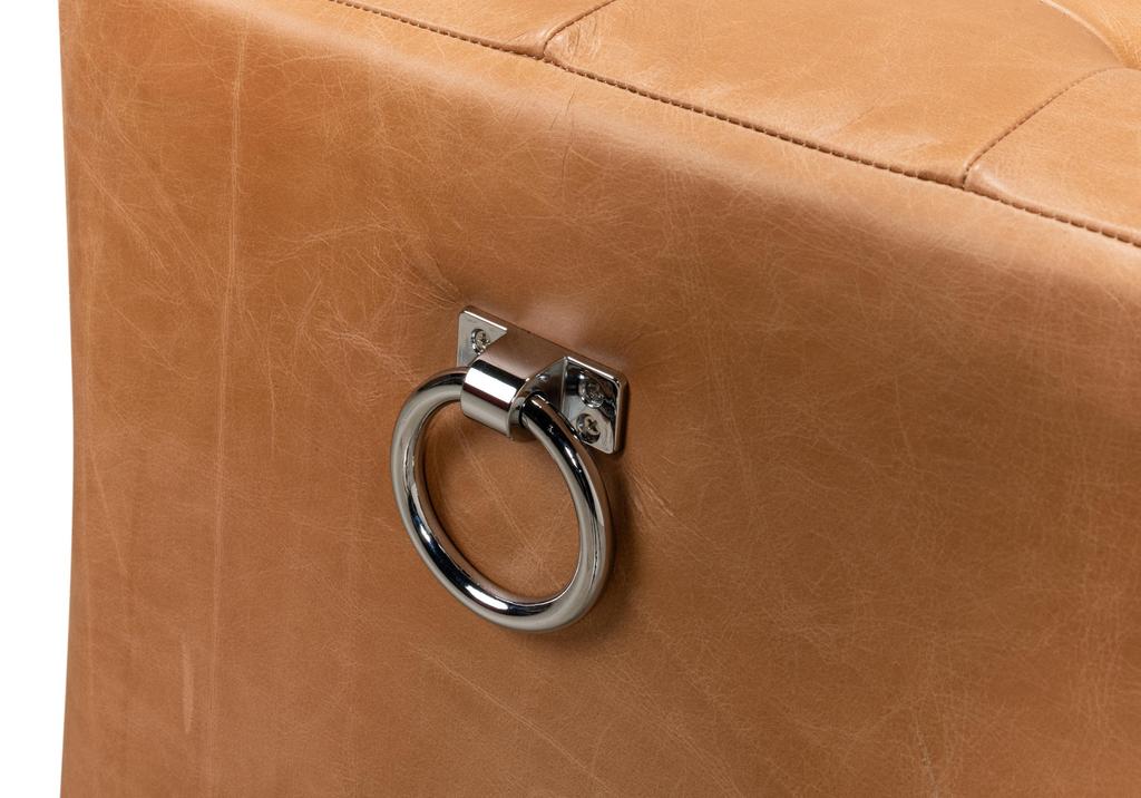 Beam Brown Bench Tufted Leather - Image 11