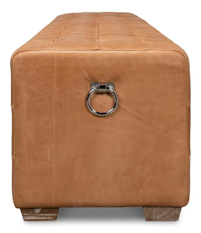 Beam Brown Bench Tufted Leather - Image 7