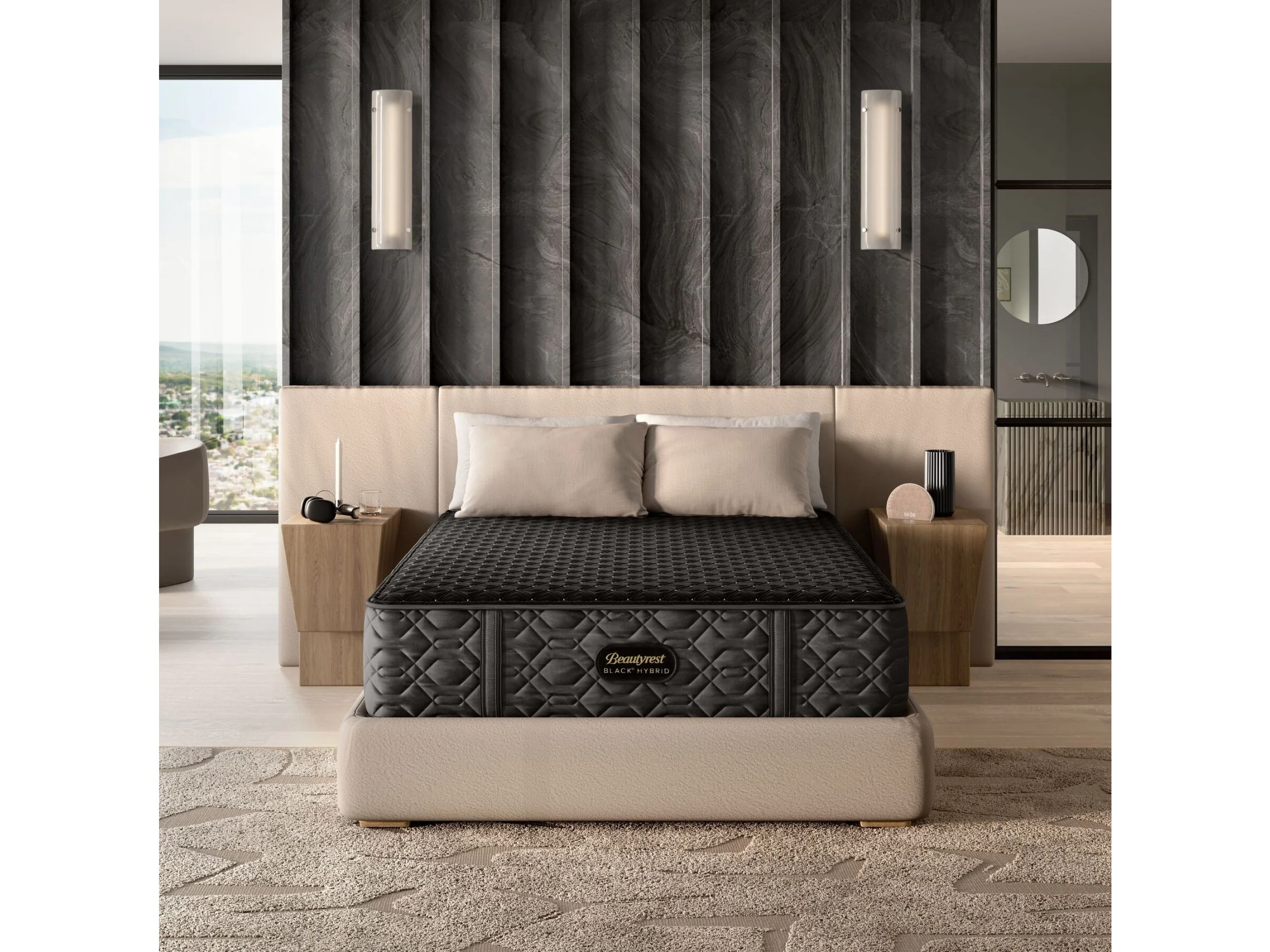 Beautyrest BlackĀ® Series Three 15" Black Hybrid Cal King Split Medium Mattress