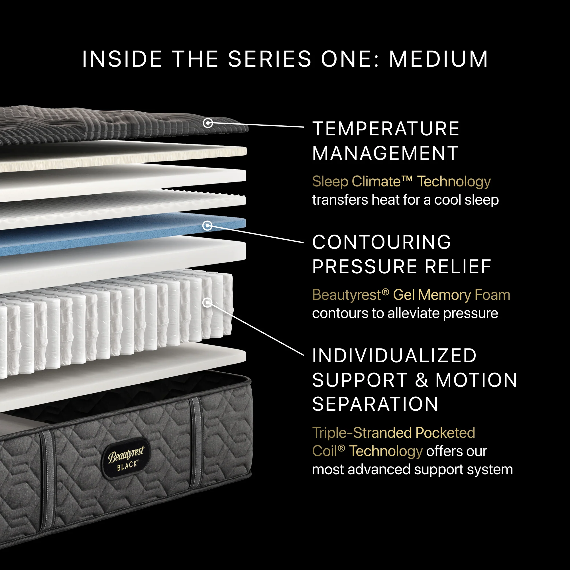 Beautyrest Black Series One 14.25" Black/Gray Innerspring King Medium Mattress - Image 2