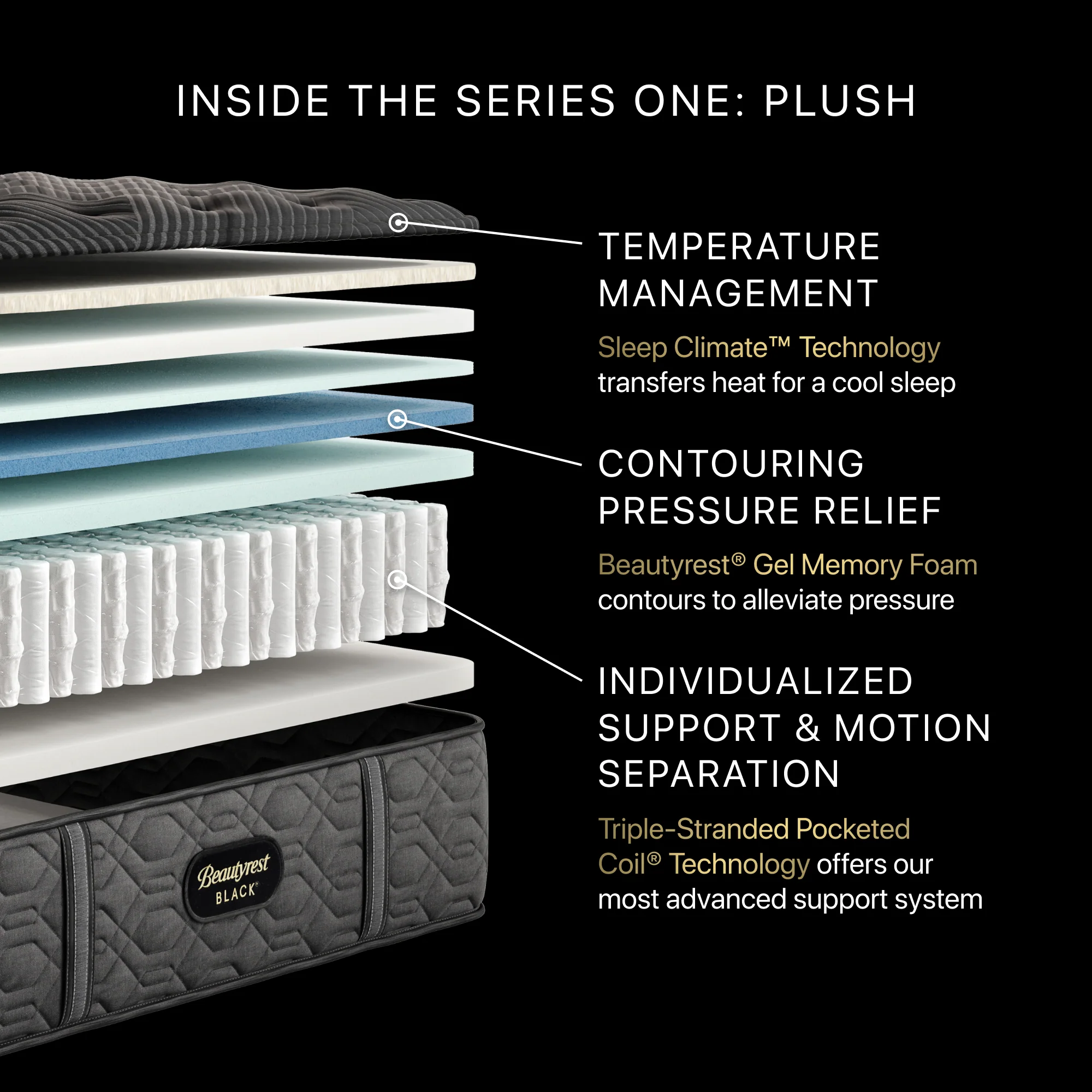Beautyrest Black Series One 14" Black/Gray Innerspring Full Plush Mattress - Image 2