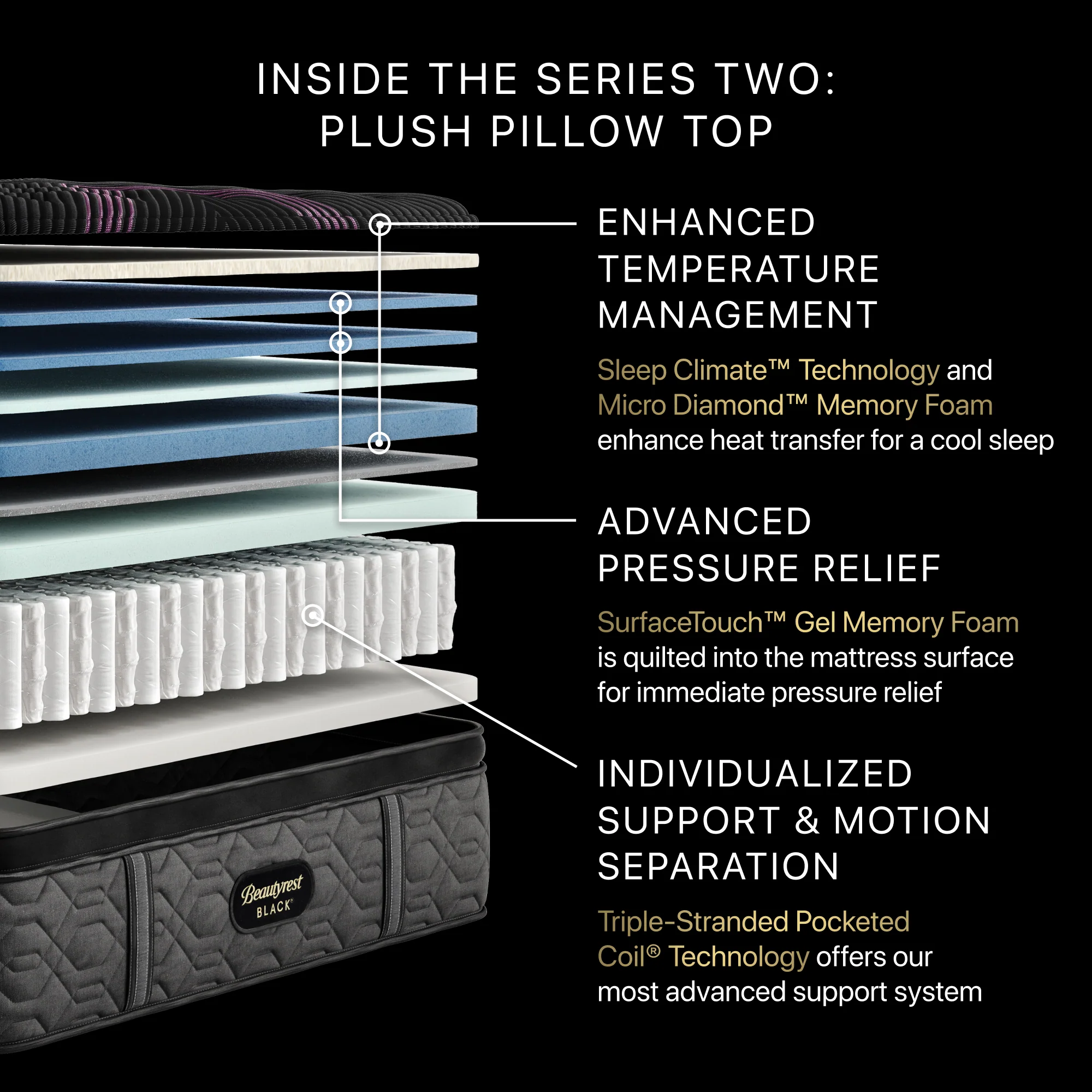 Beautyrest Black Series Two 16.25" Black Innerspring Full Plush Pillow Top Mattress - Image 2