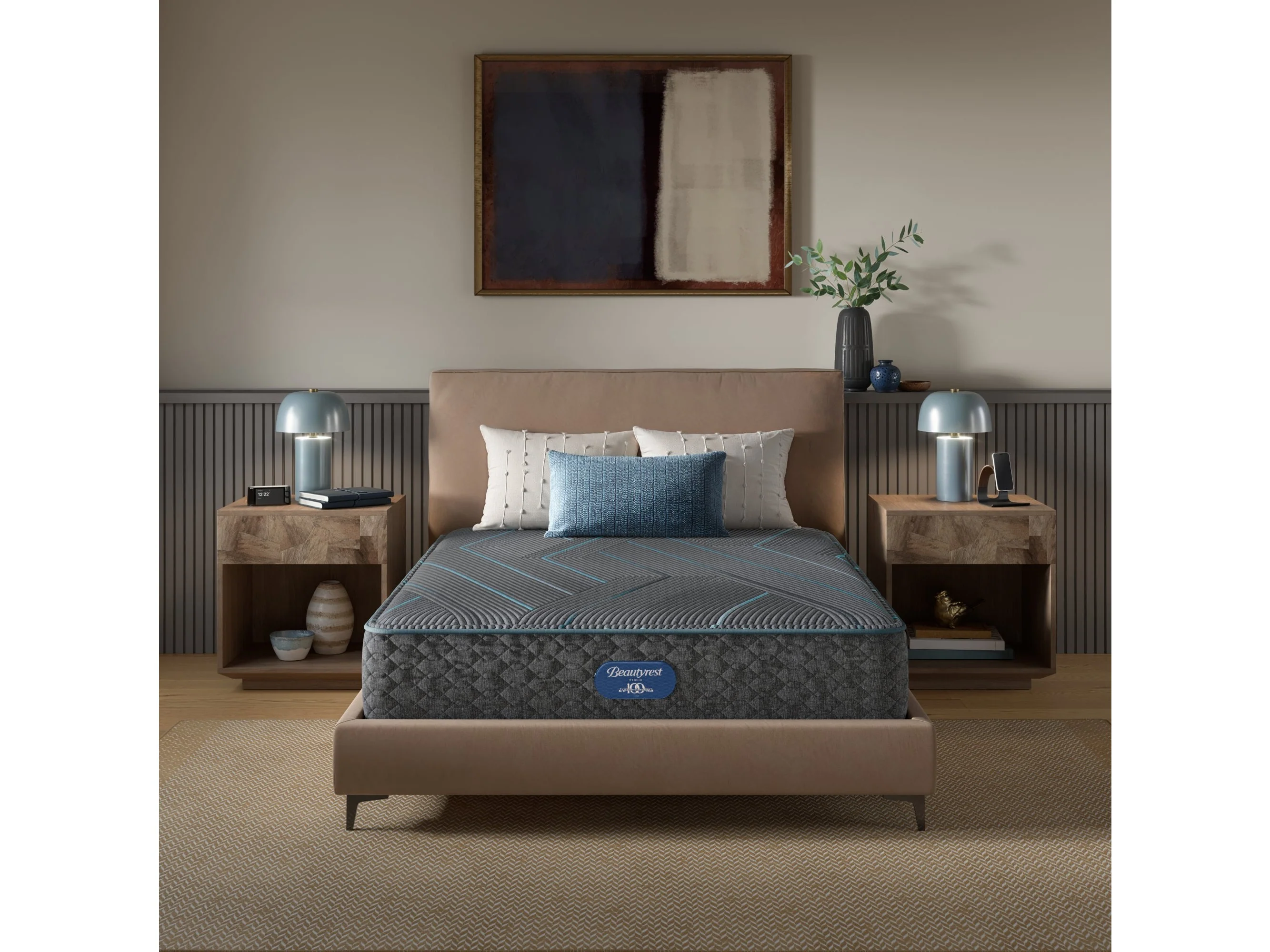 Beautyrest Level Two Gray Hybrid Cal King Hybrid Medium Firm Mattress