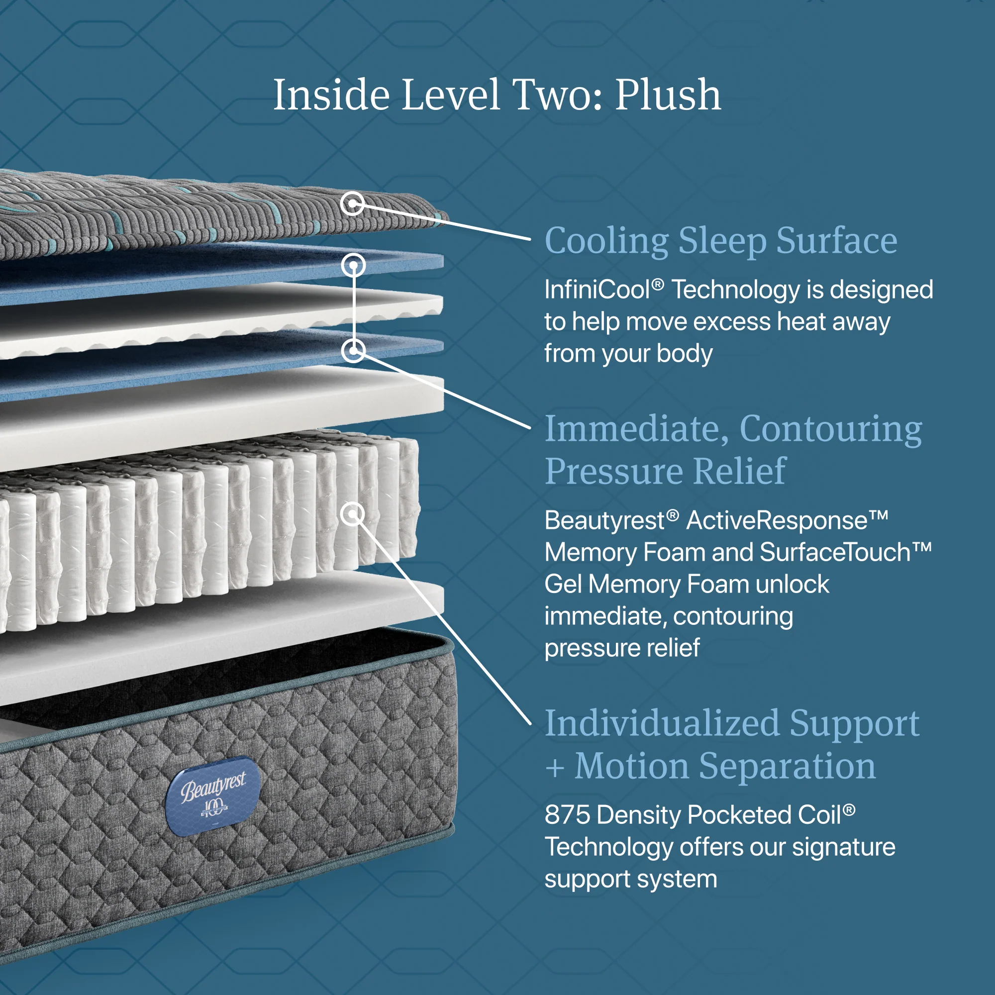 Beautyrest Level Two Gray Innerspring Cal King Plush Mattress - Image 2