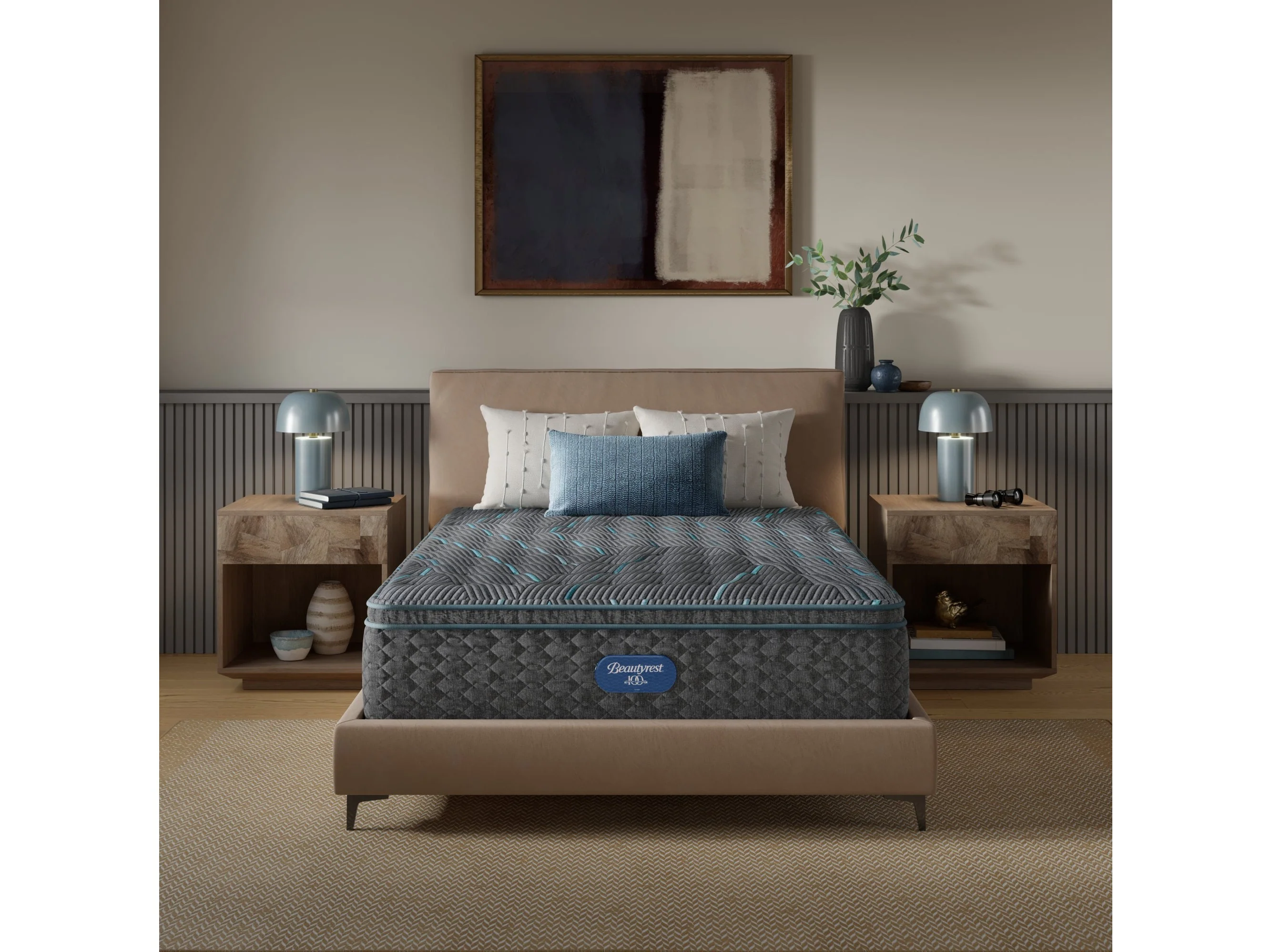 Beautyrest Level Two Gray Innerspring Full Medium Firm Pillow Top Mattress