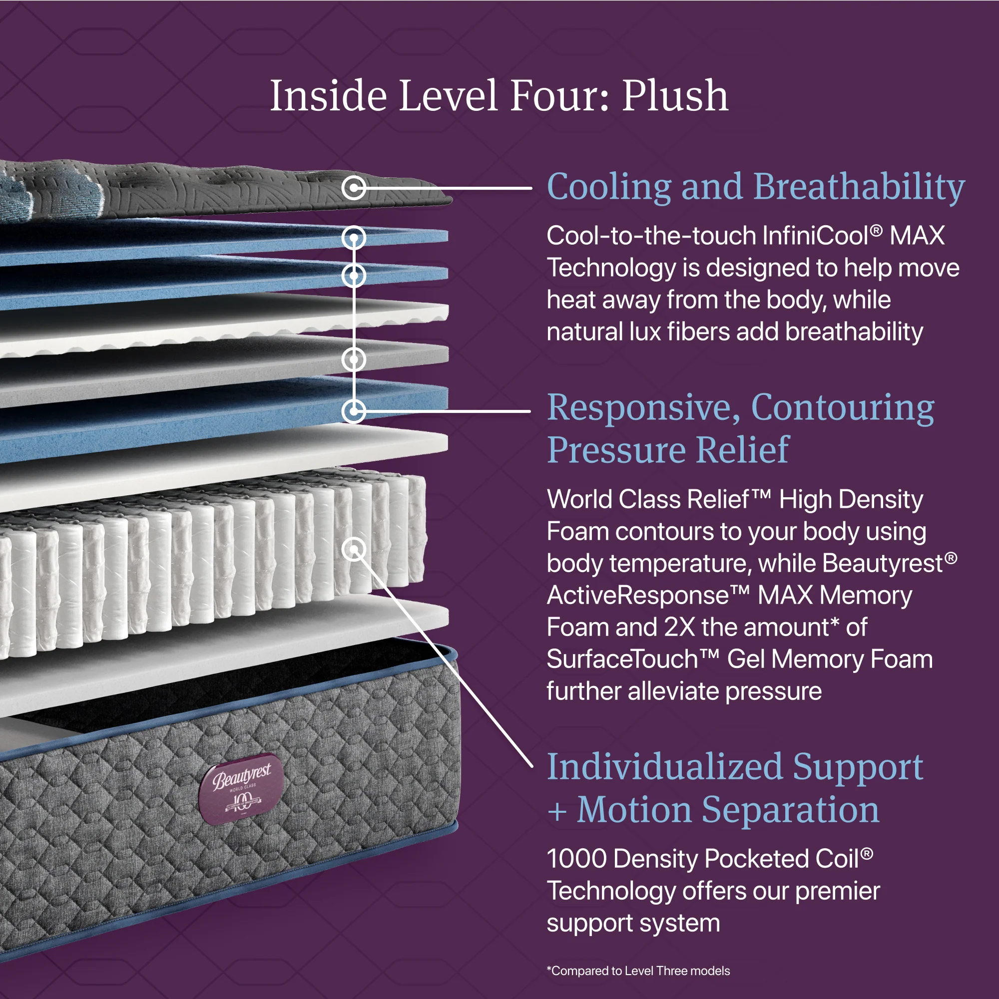 Beautyrest World Class Level Four Gray Innerspring Full Plush Mattress - Image 2
