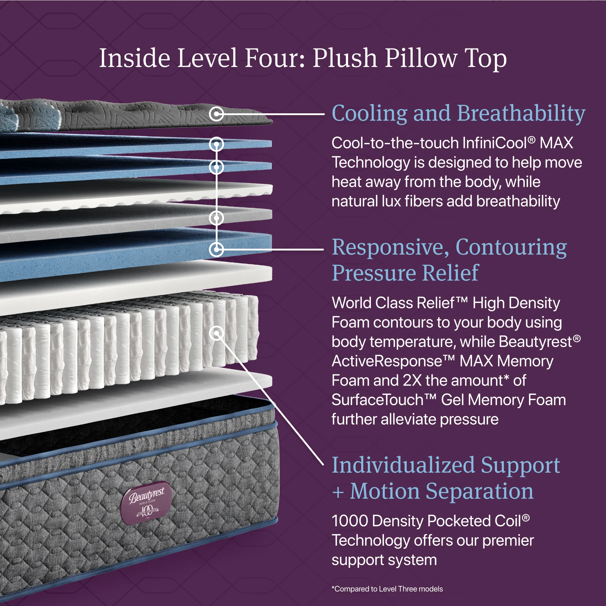 Beautyrest World Class Level Four Gray Innerspring Full Plush Pillow Top Mattress - Image 2