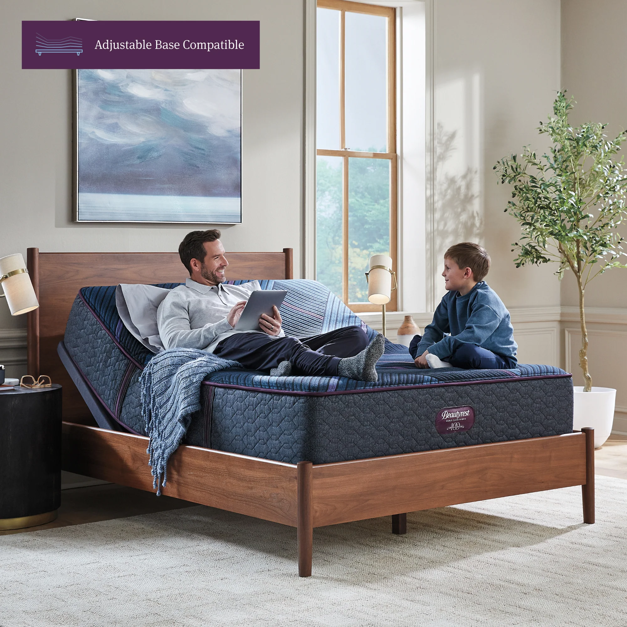 Beautyrest World Class Level Three Gray/Dark Blue Hybrid Full Plush Mattress - Image 9