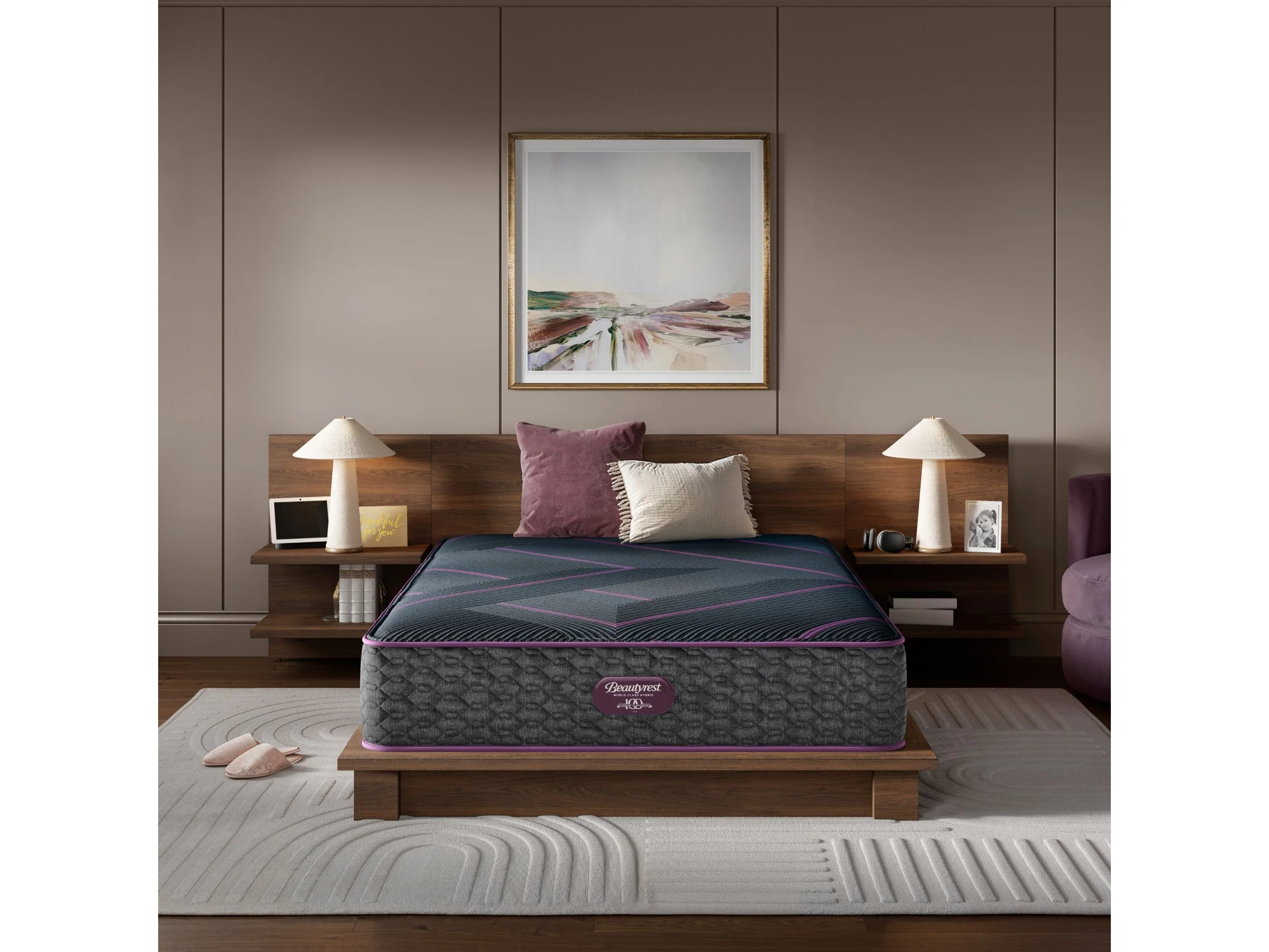 Beautyrest World Class Level Three Gray/Dark Blue Hybrid Twin Plush Mattress