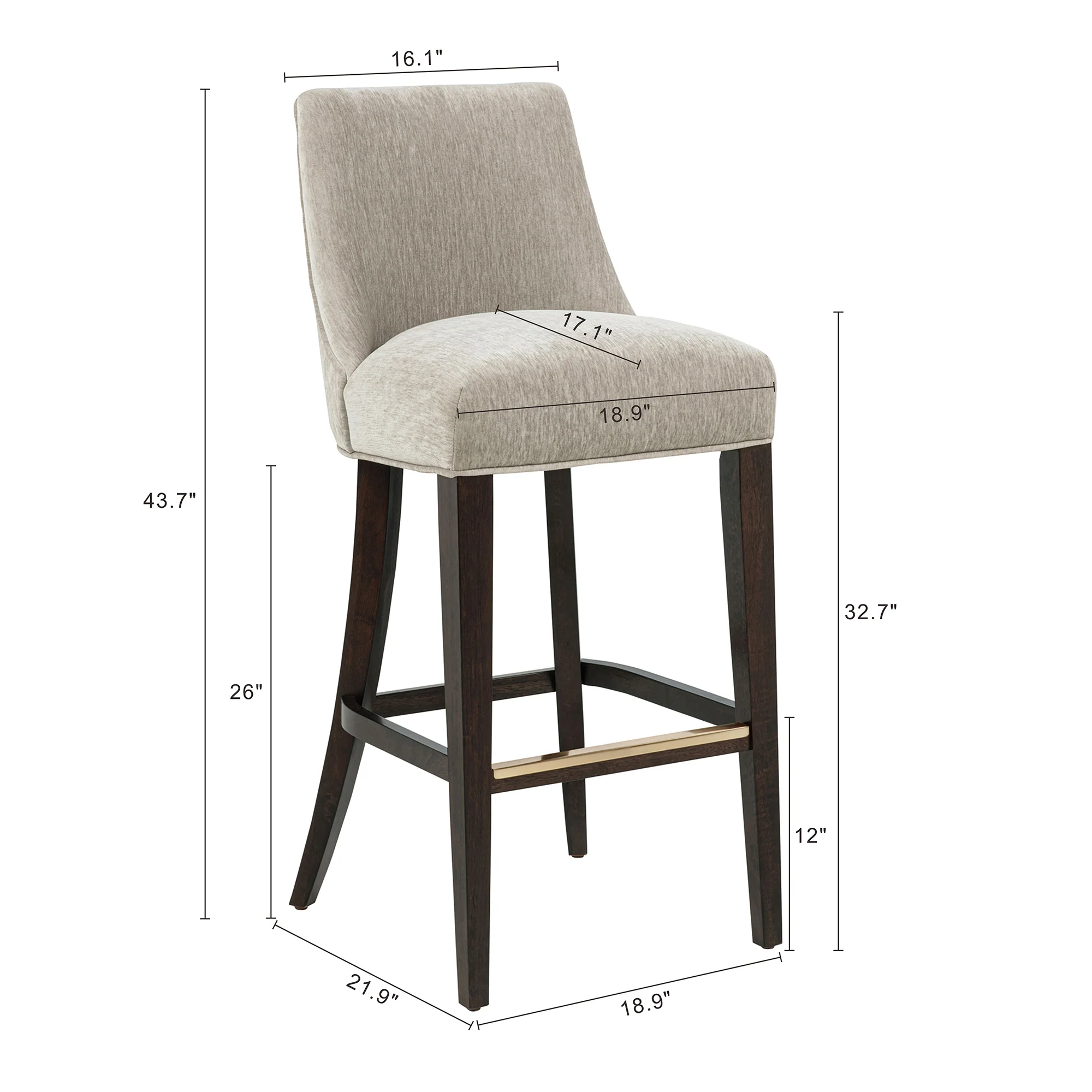Beever Barstool in Taupe (set of 3) - Image 3
