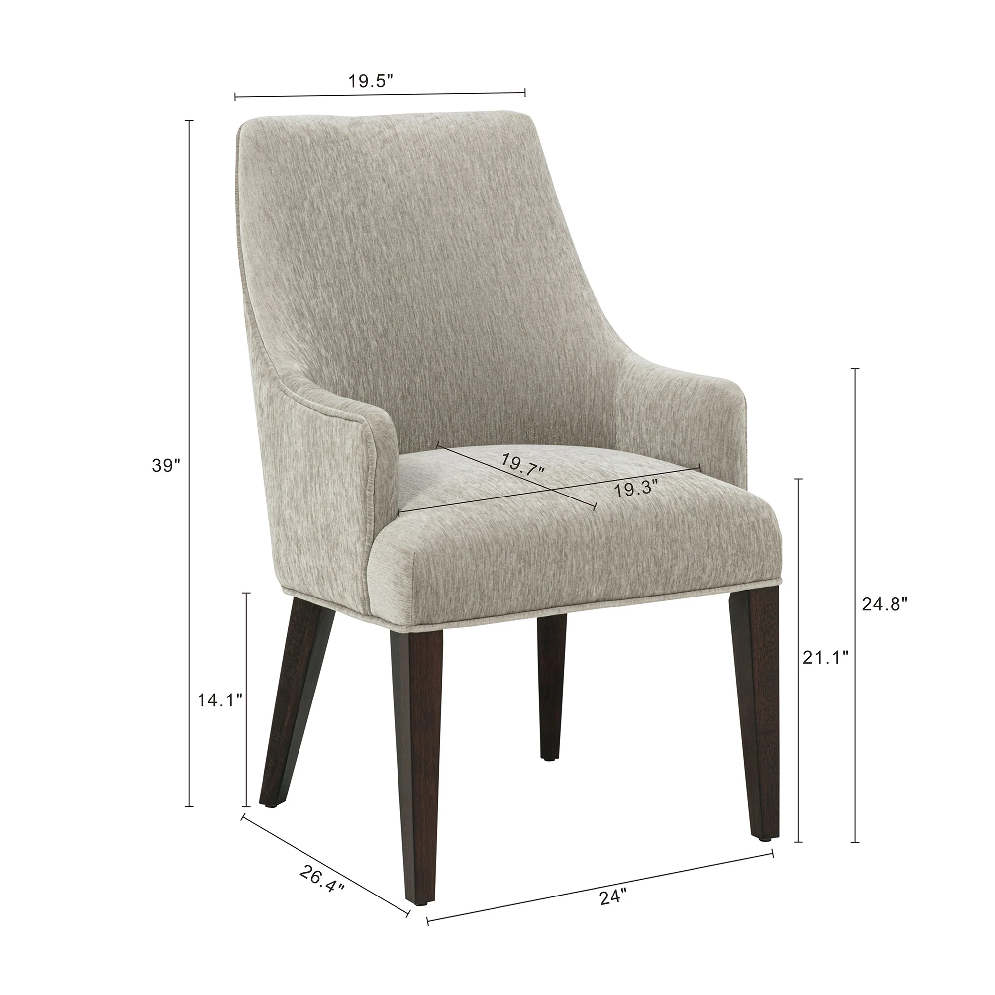 Beever Dining Armchair in Taupe (set of 2) - Image 3