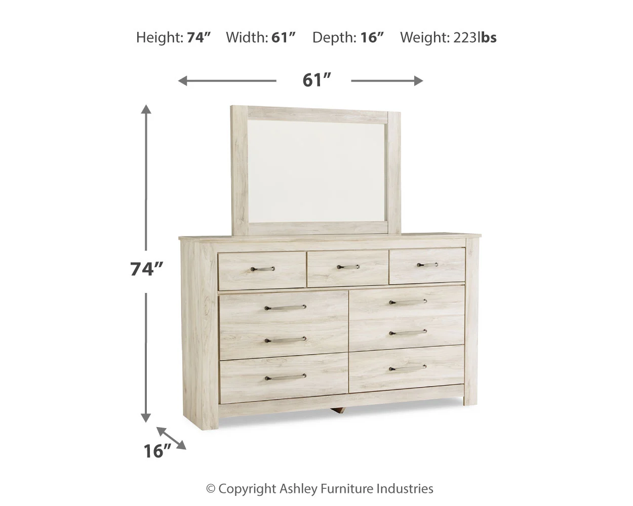 Bellaby Whitewash Queen Crossbuck Panel Bed, Dresser and Mirror (Online Special Price) - Image 5