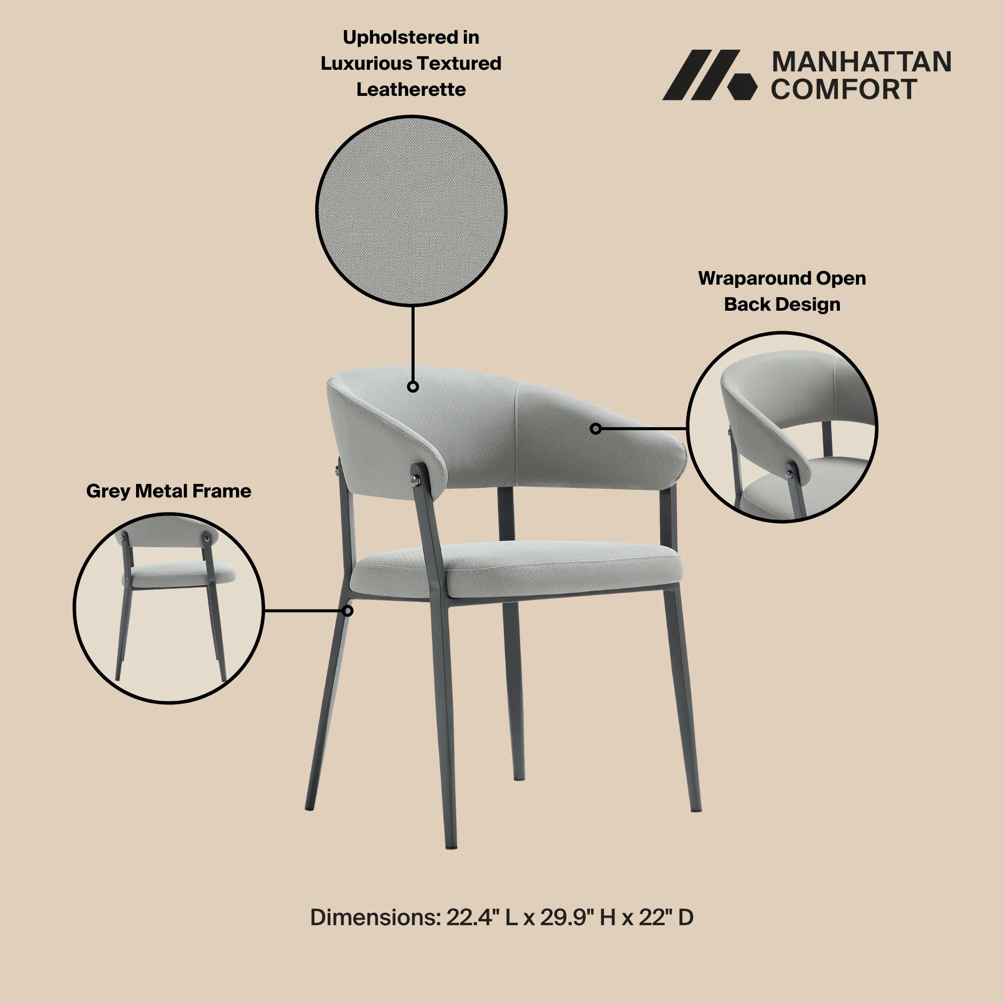 Belle Dining Chair in Stone Grey (set of 2) - Image 4