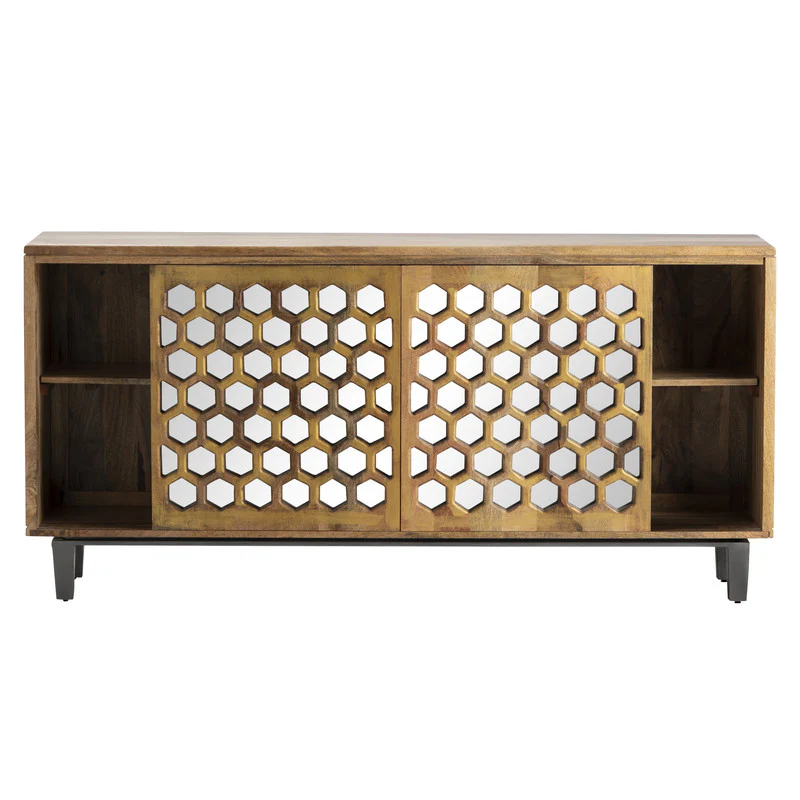 Bengal Manor Brown/Silver Honeycomb Sideboard - Image 4