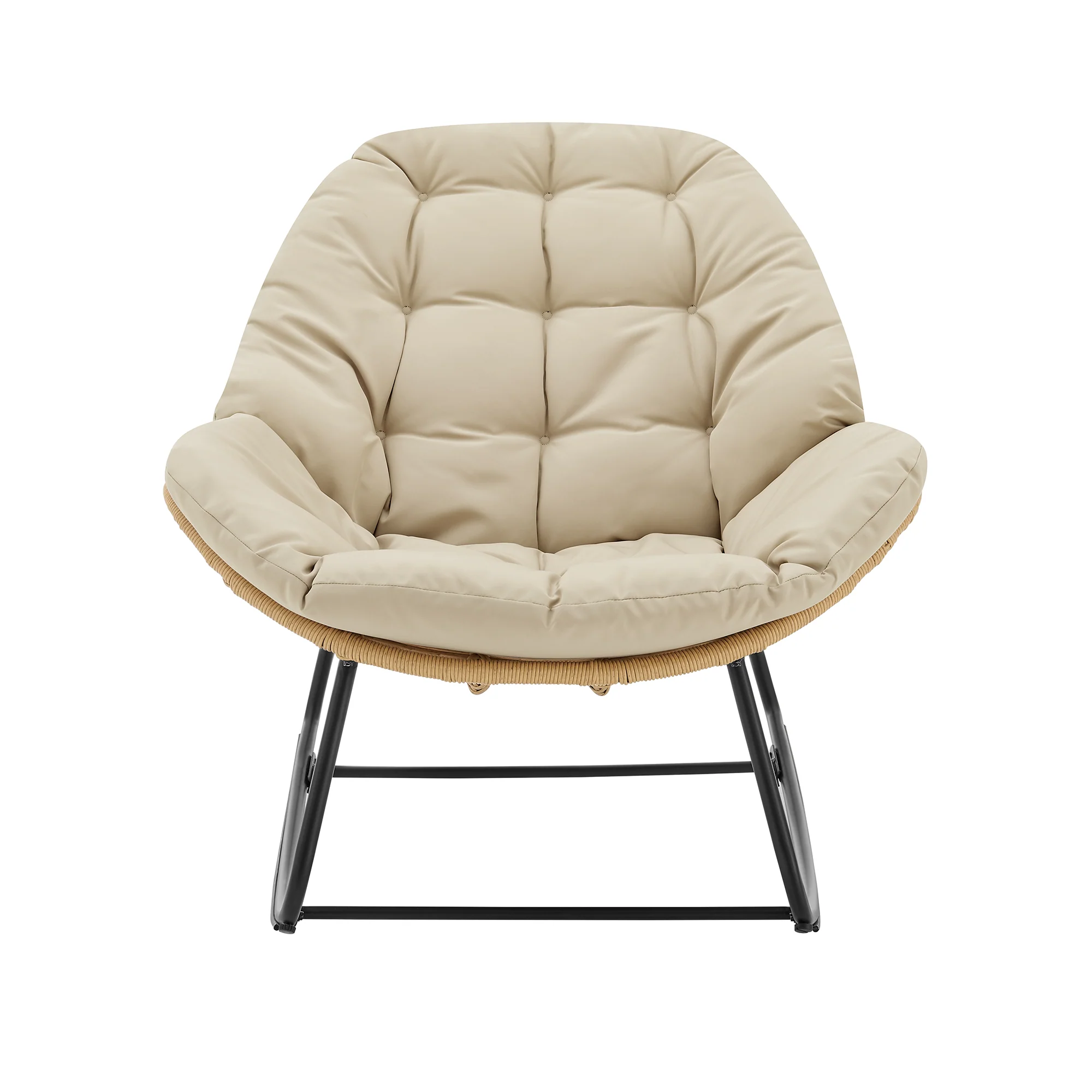 Benson 6-Piece Patio Rocking Chair Set with Ottomans and Tables in Cream - Image 10