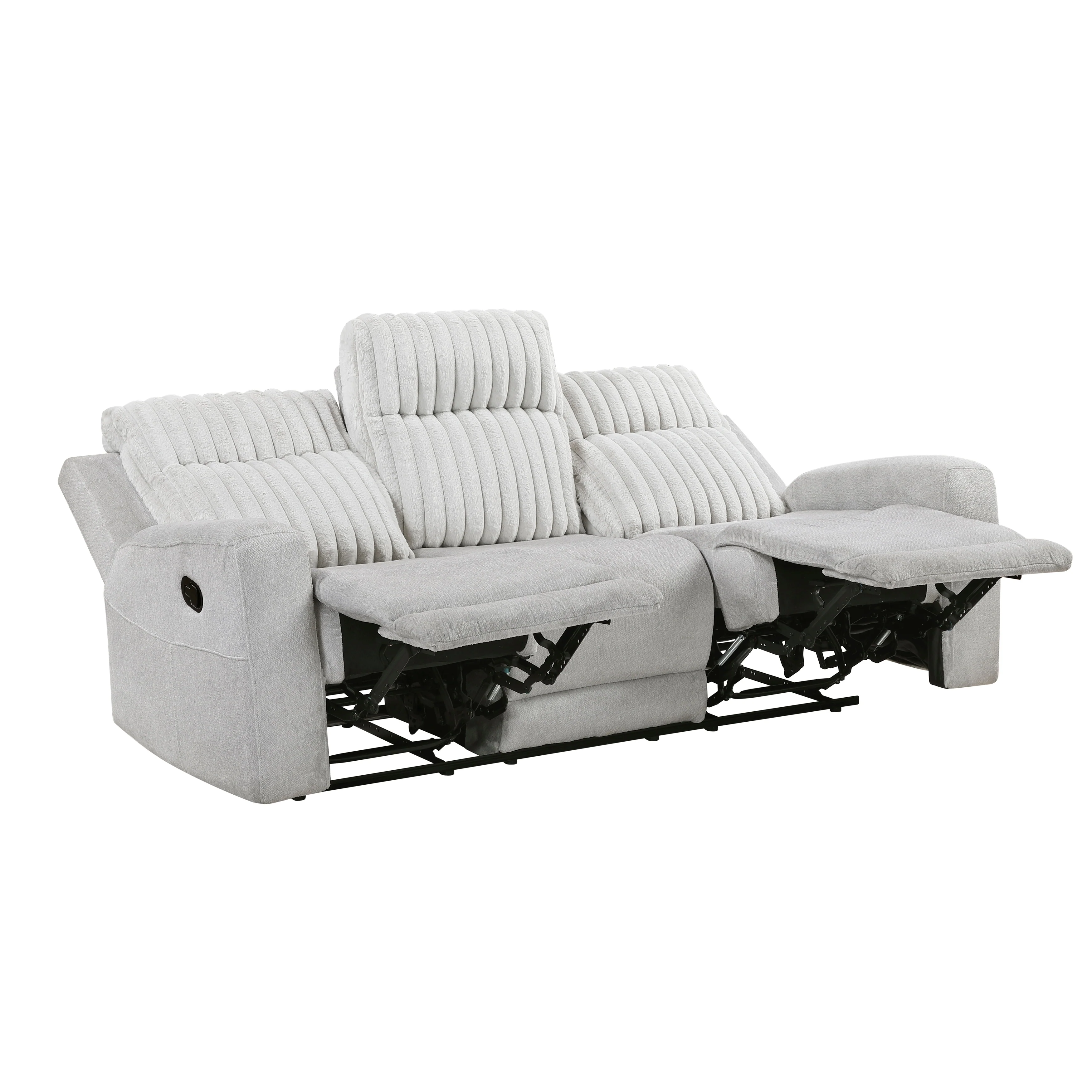 Benton Light Gray Double Reclining Sofa - Image 4