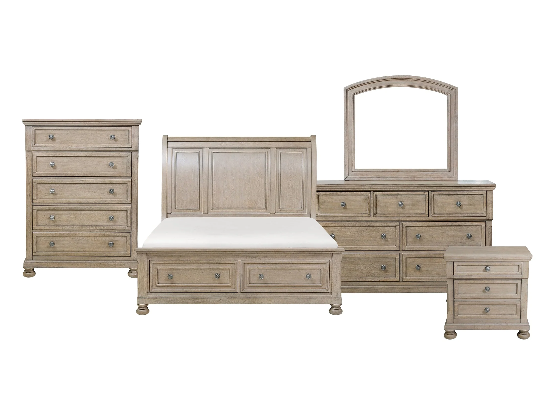 Bethel Wire-Brushed Gray 5-Piece Queen Bedroom Set